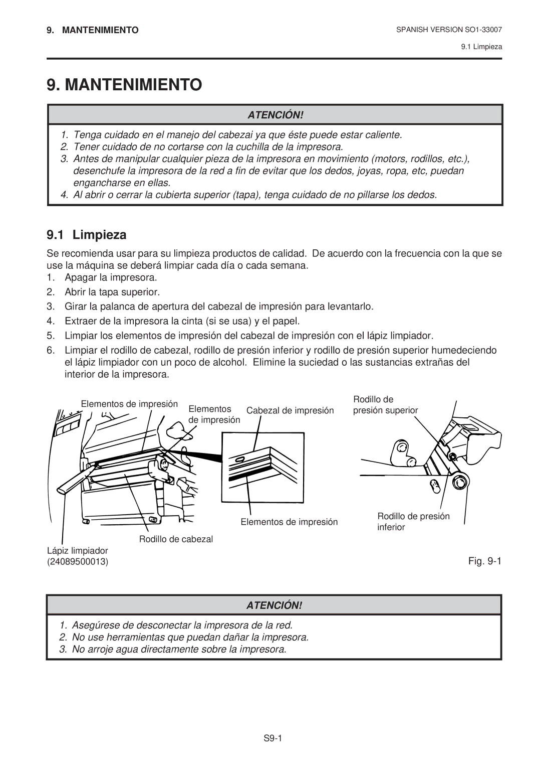 Toshiba B-480-QP SERIES owner manual Mantenimiento, Limpieza 