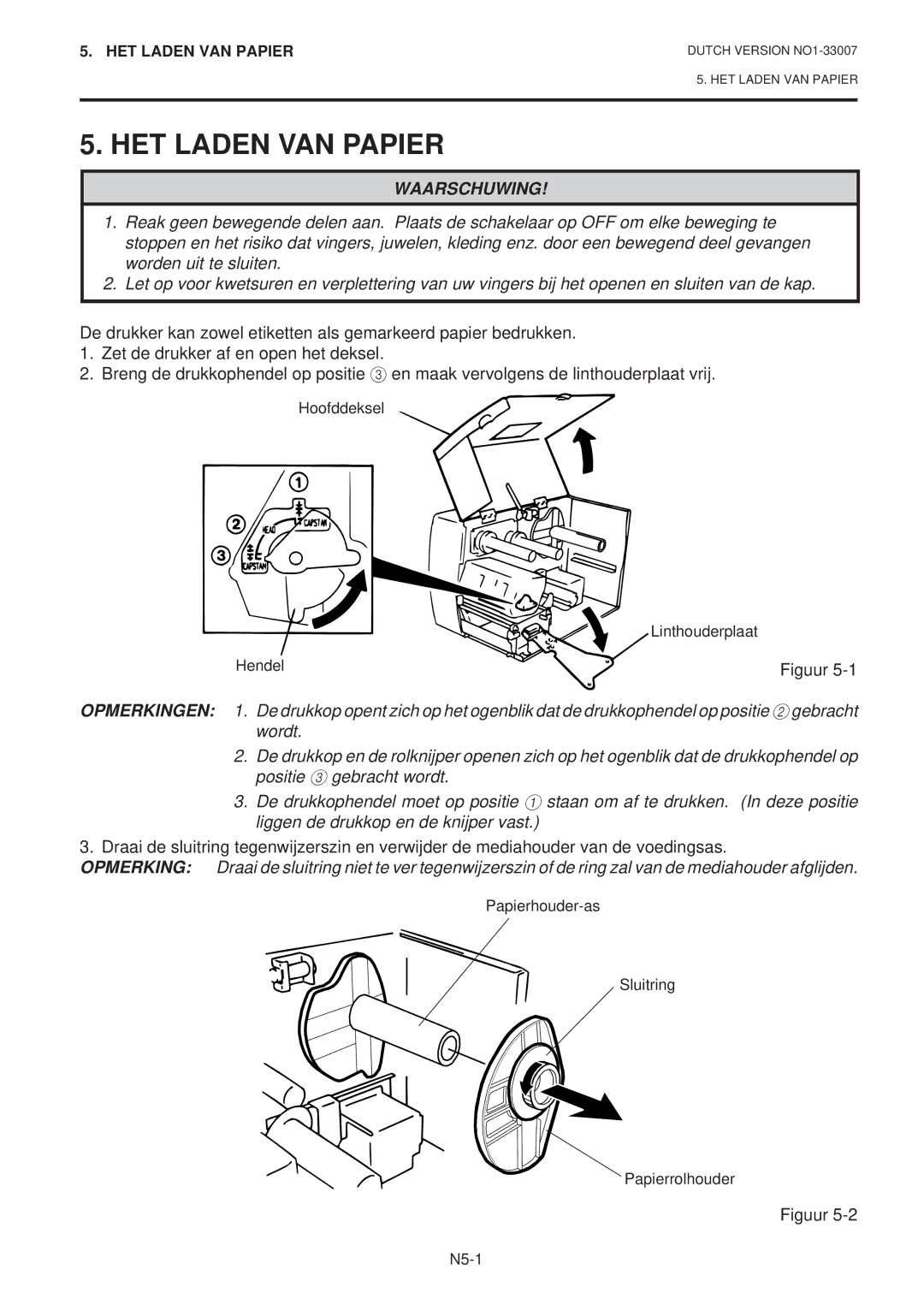 Toshiba B-480-QP SERIES owner manual HET Laden VAN Papier 