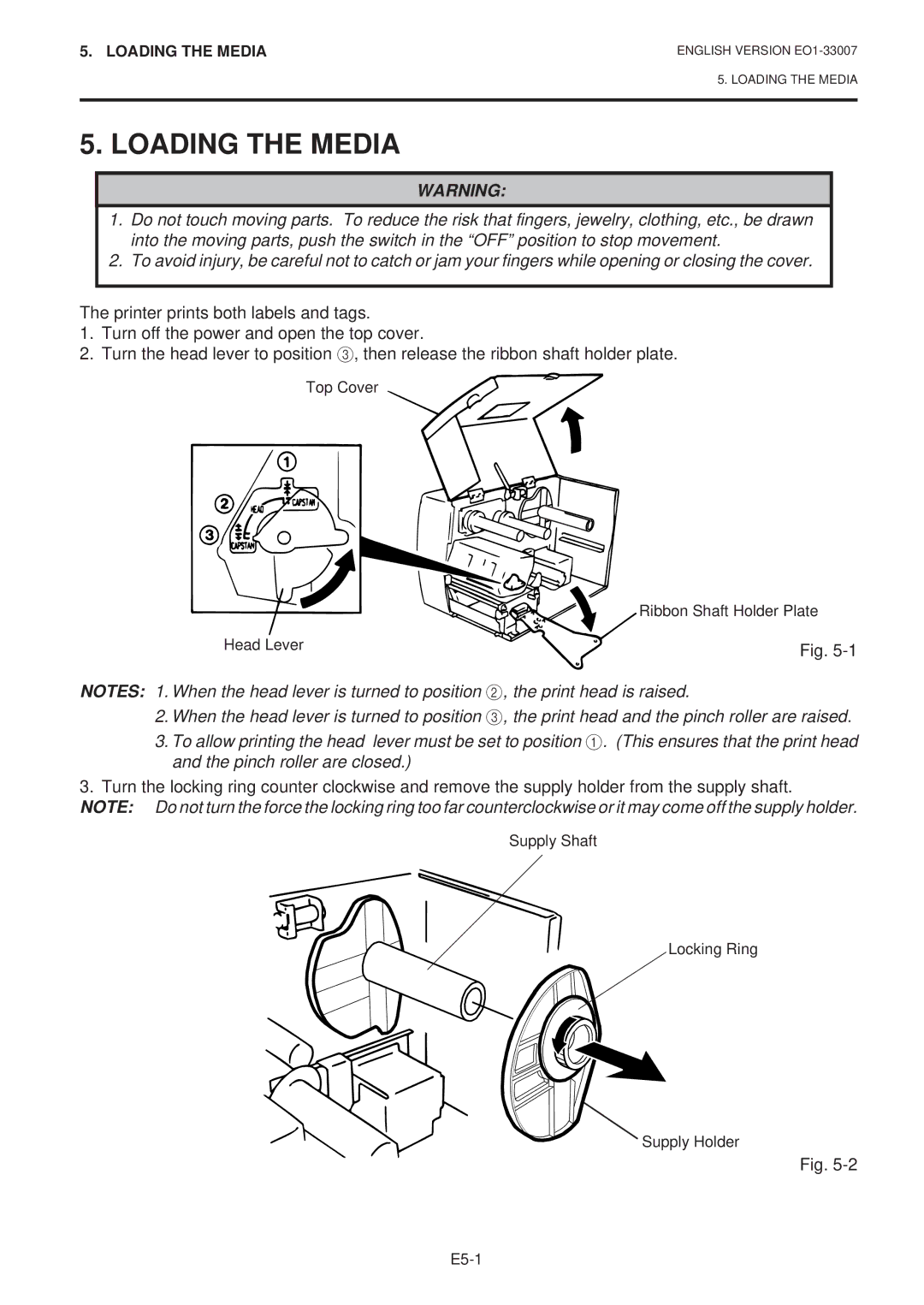 Toshiba B-480-QP SERIES owner manual Loading the Media 