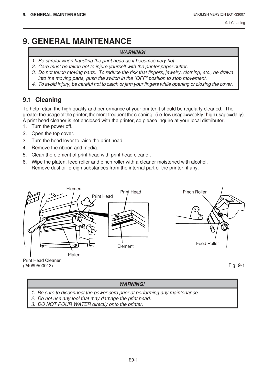 Toshiba B-480-QP SERIES owner manual General Maintenance, Cleaning 