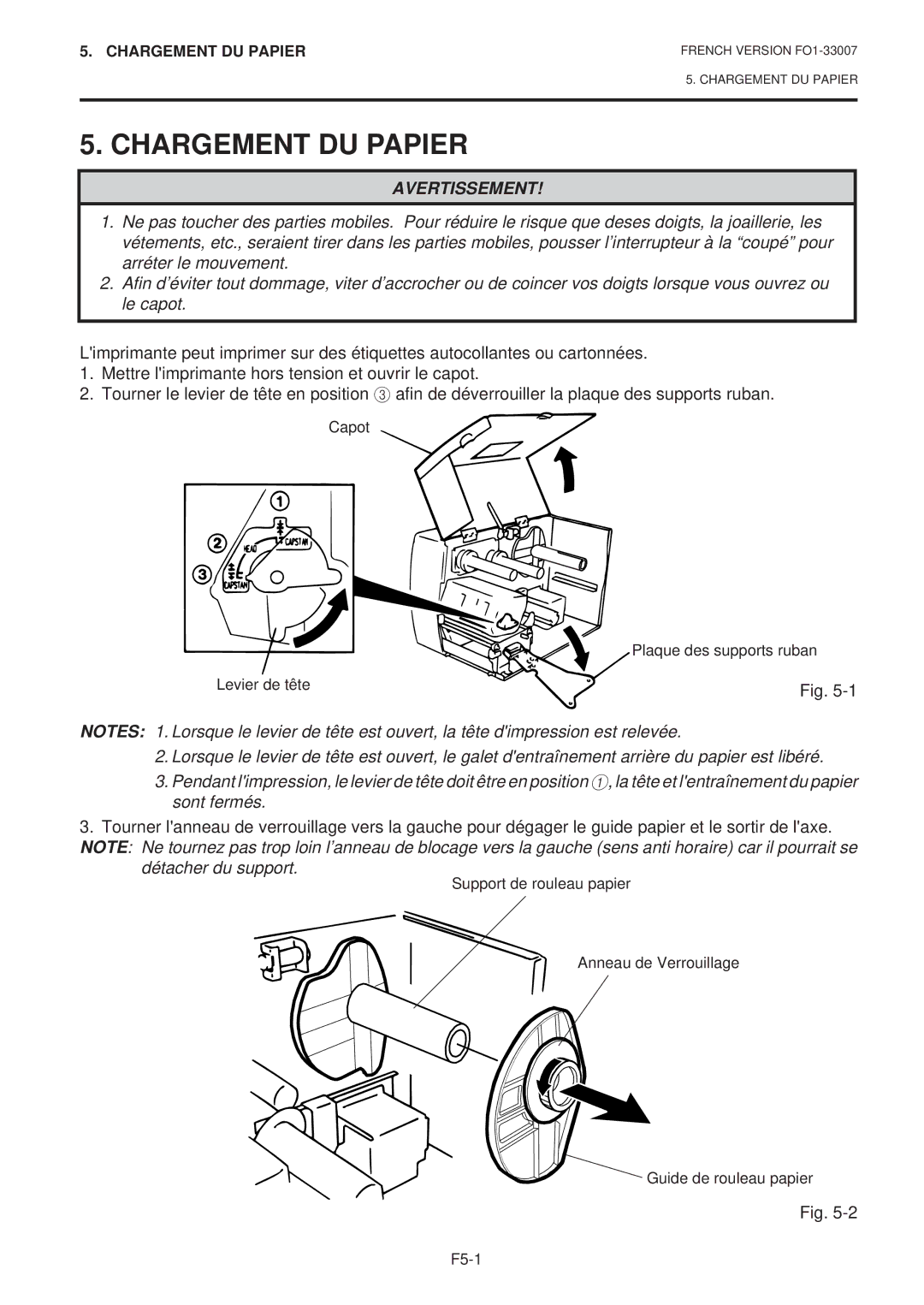 Toshiba B-480-QP SERIES owner manual Chargement DU Papier, Détacher du support 