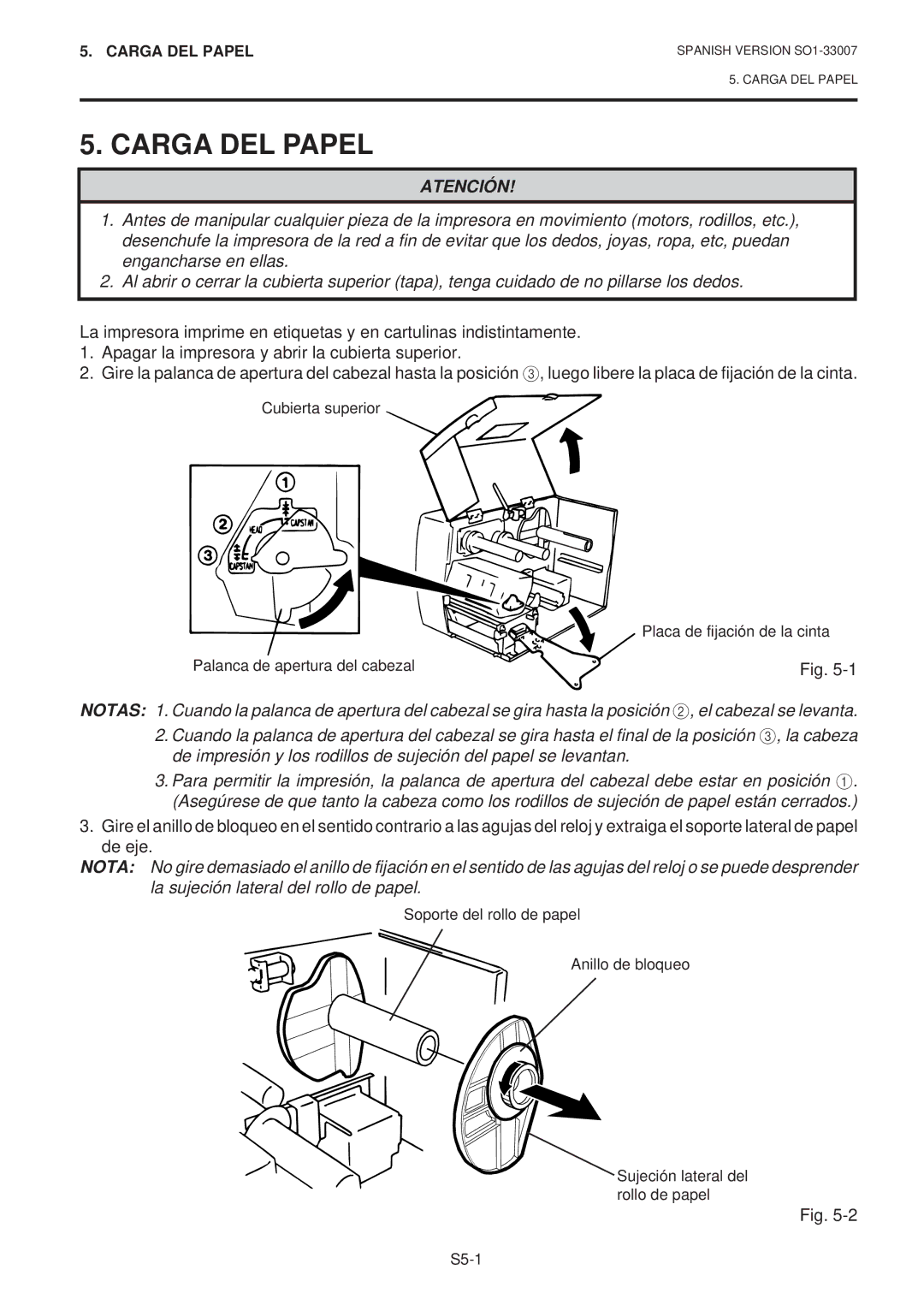 Toshiba B-480-QP SERIES owner manual Carga DEL Papel 