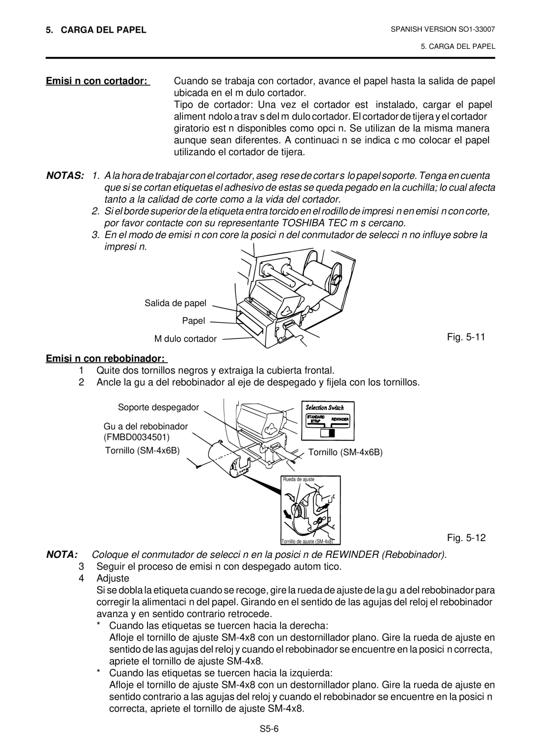 Toshiba B-480-QP owner manual Emisión con rebobinador 