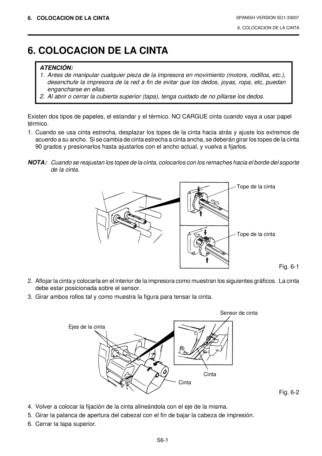 Toshiba B-480-QP owner manual Colocacion DE LA Cinta 