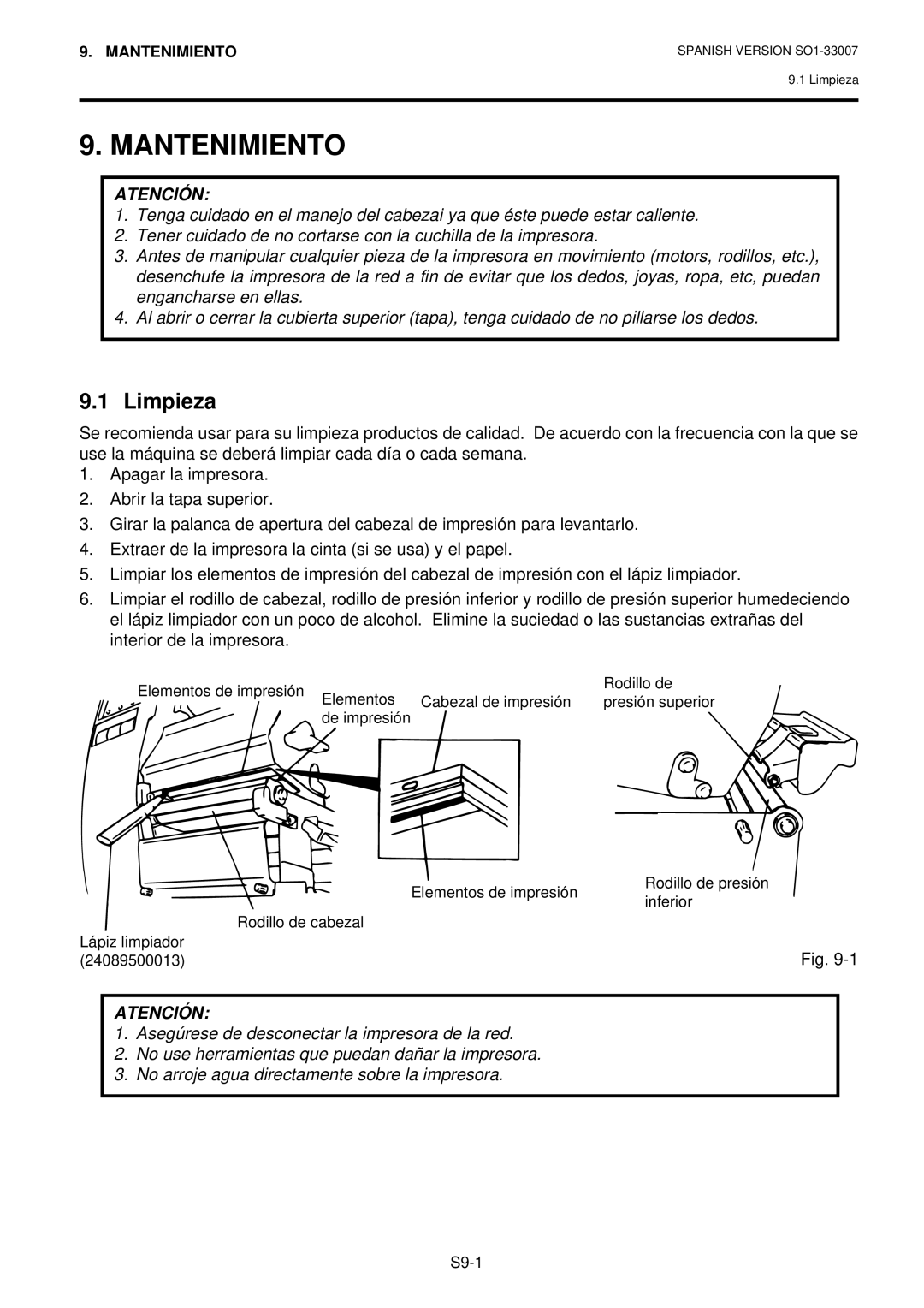 Toshiba B-480-QP owner manual Mantenimiento, Limpieza 