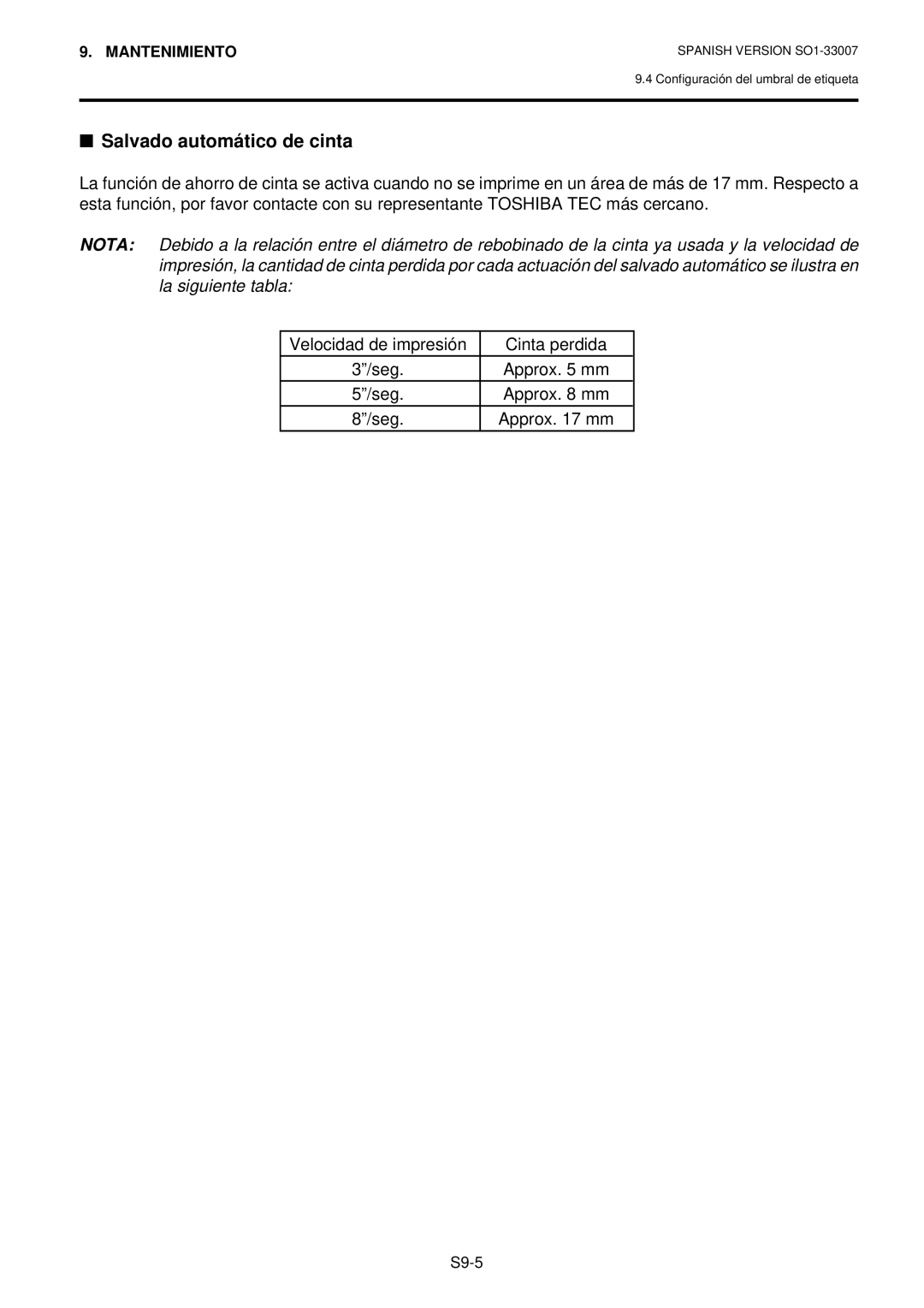 Toshiba B-480-QP owner manual Salvado automático de cinta 