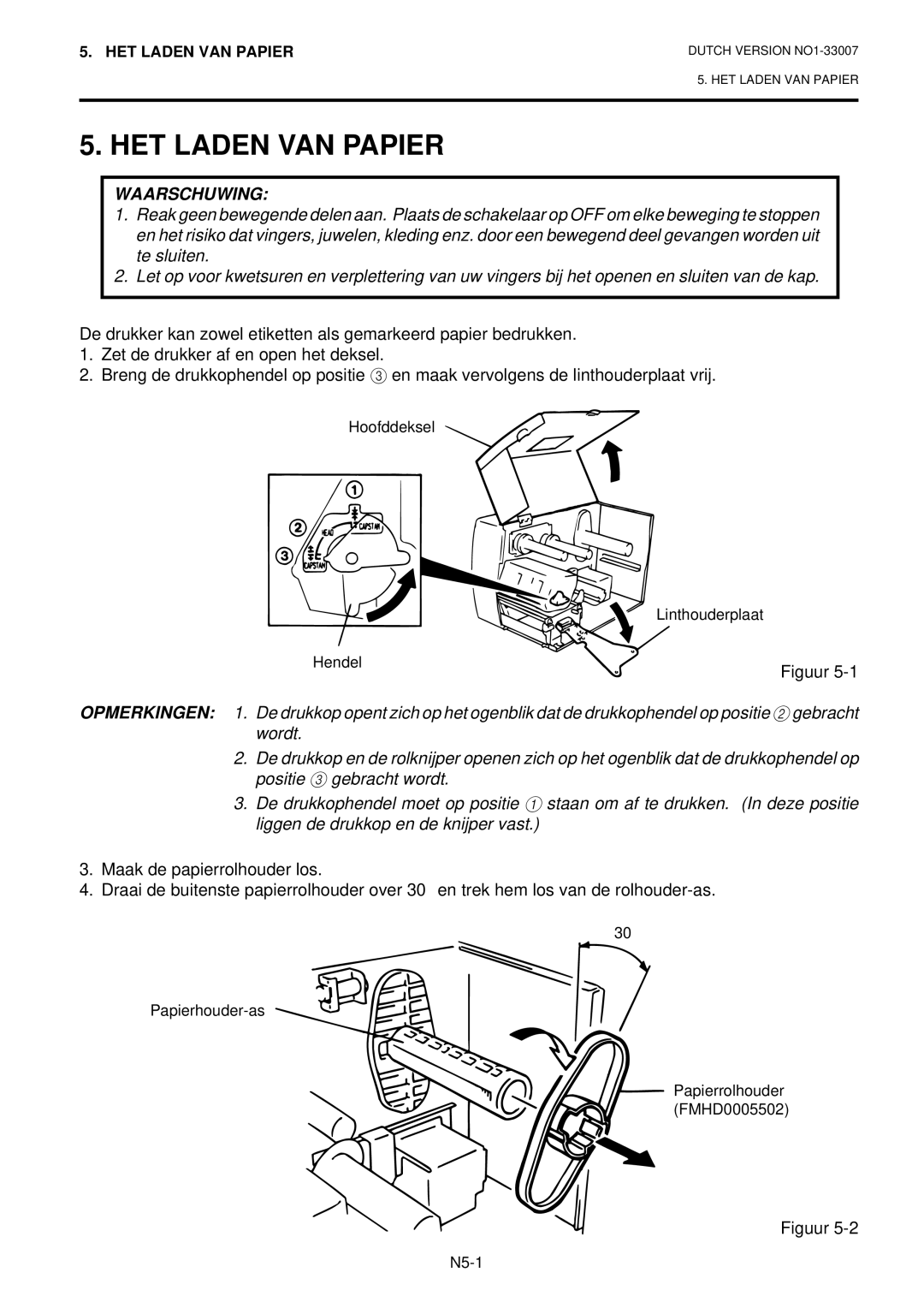 Toshiba B-480-QP owner manual HET Laden VAN Papier 