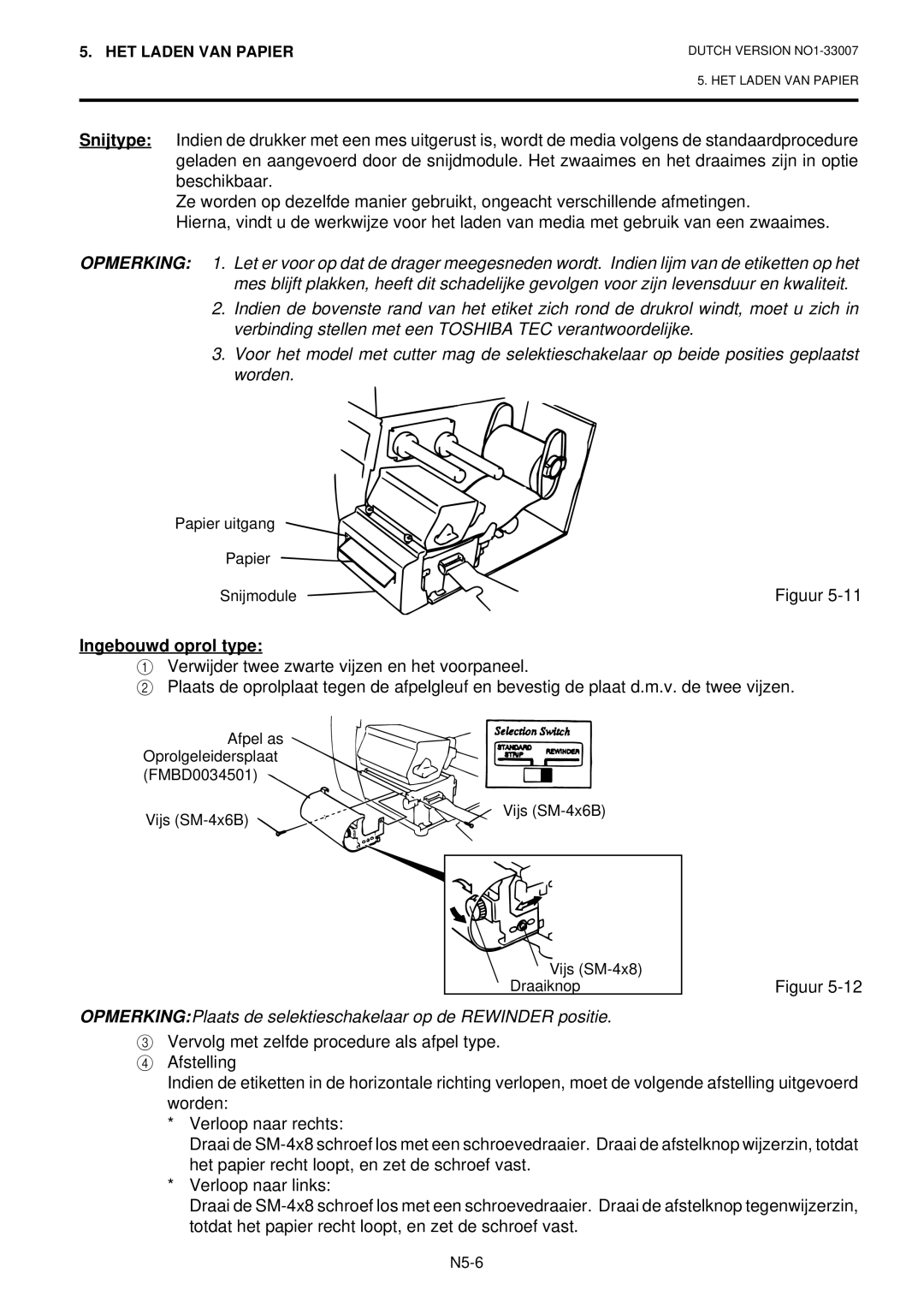 Toshiba B-480-QP owner manual Ingebouwd oprol type 