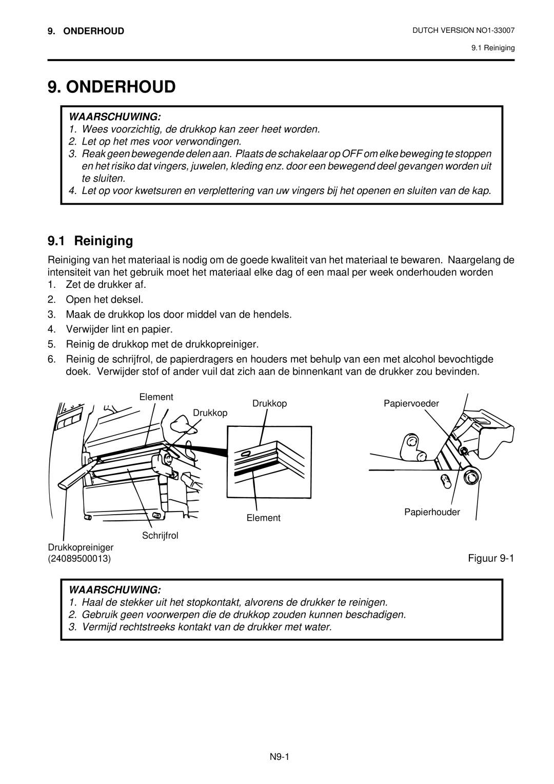 Toshiba B-480-QP owner manual Onderhoud, Reiniging 