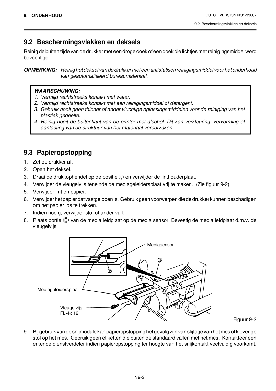 Toshiba B-480-QP owner manual Beschermingsvlakken en deksels, Papieropstopping 