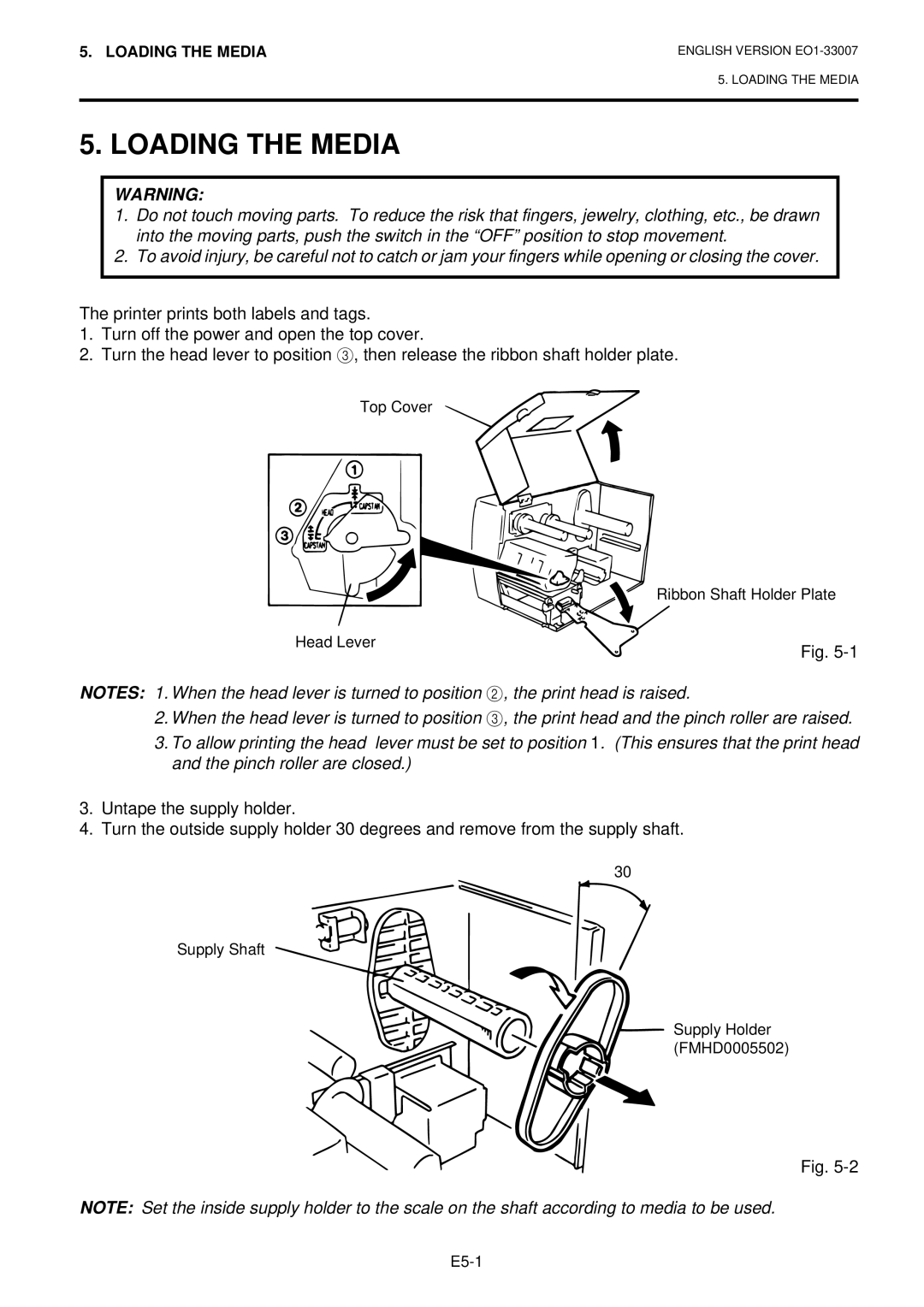 Toshiba B-480-QP owner manual Loading the Media 