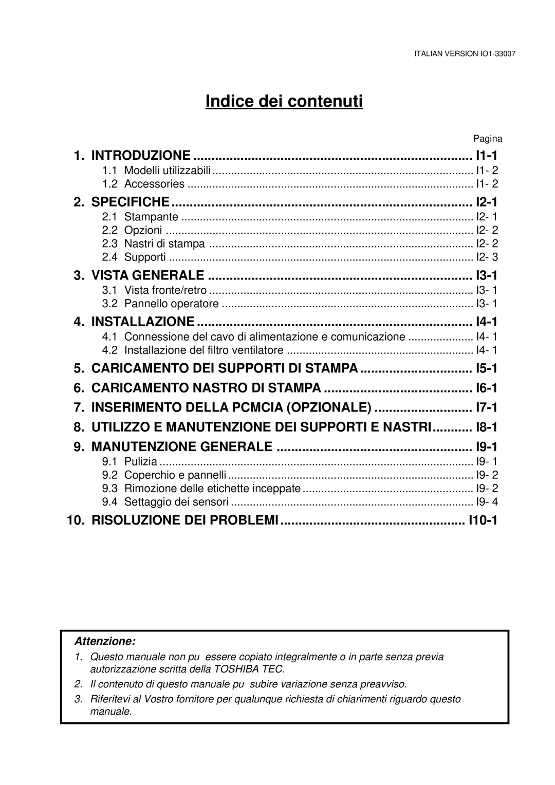 Toshiba B-480-QP owner manual I1-1, I2-1, I3-1, I4-1, I5-1, I6-1, I7-1, I8-1, I9-1 