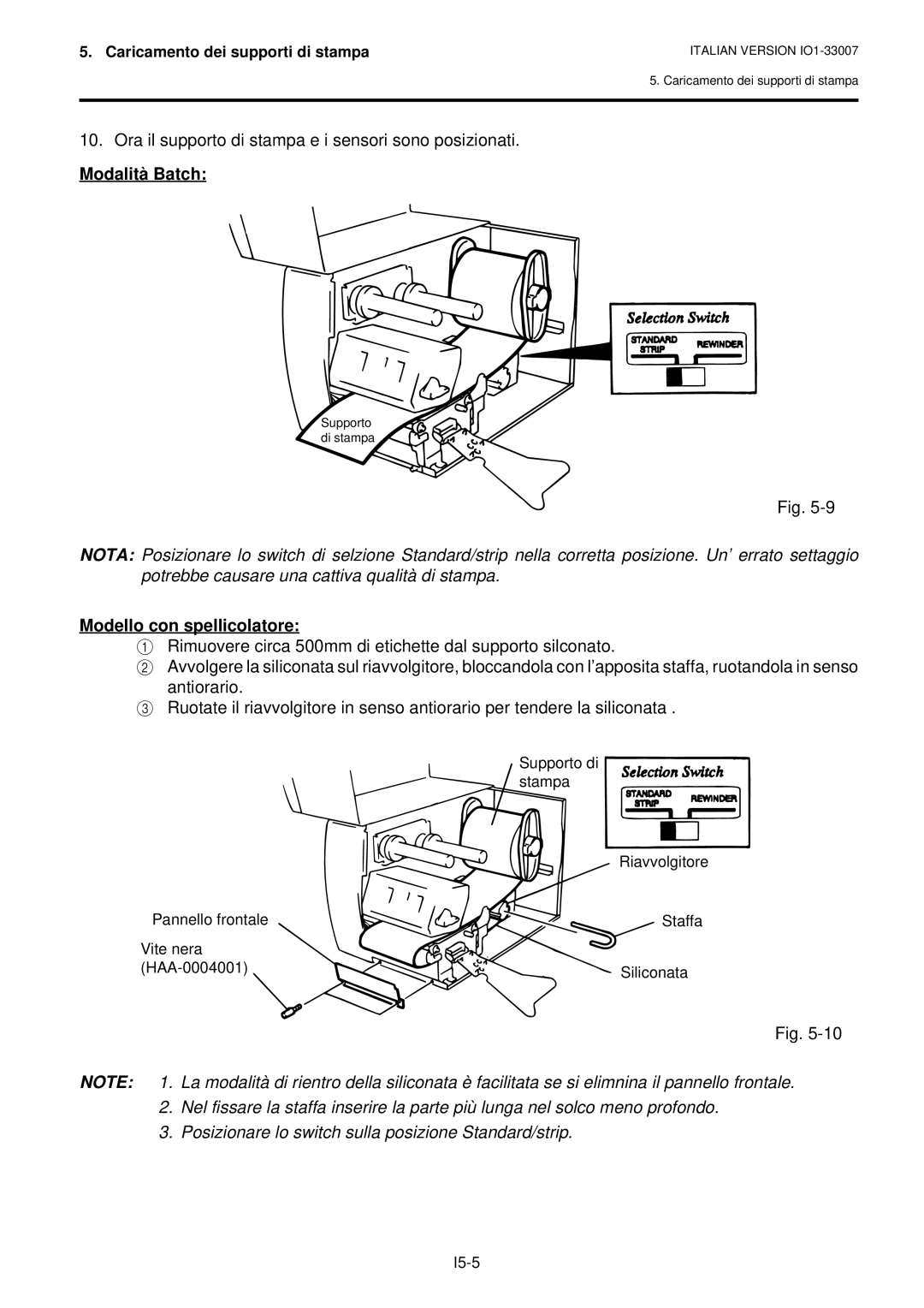 Toshiba B-480-QP owner manual Modalità Batch, Modello con spellicolatore 