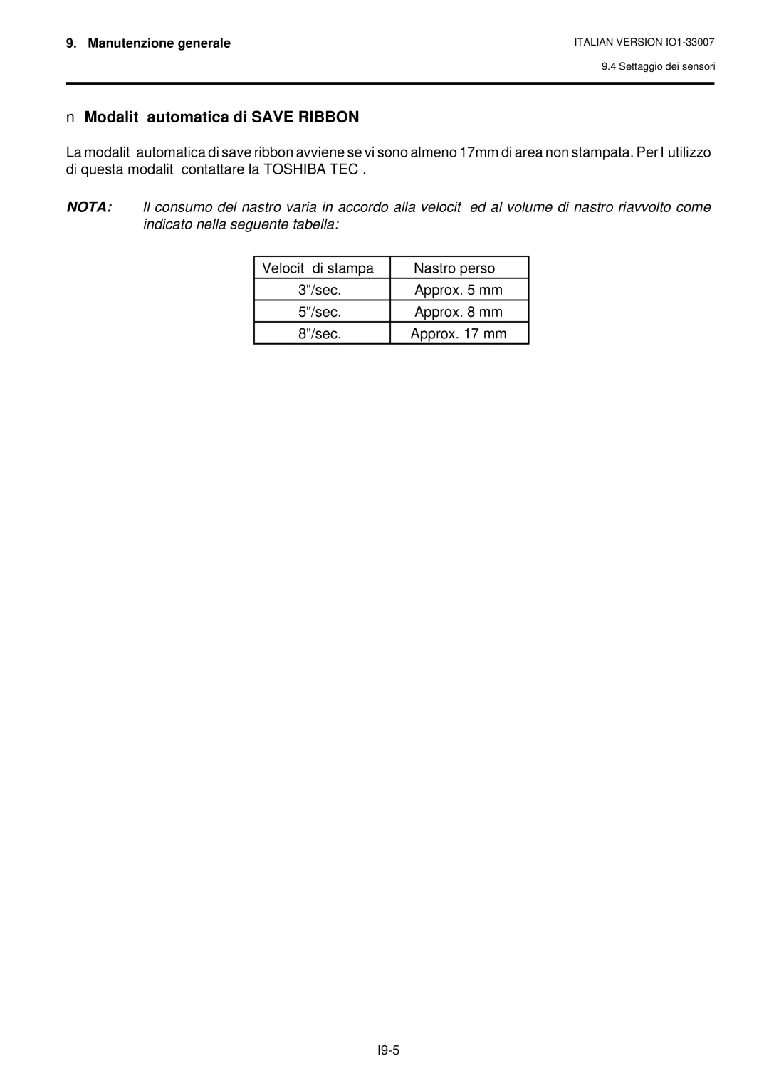 Toshiba B-480-QP owner manual Modalità automatica di Save Ribbon 