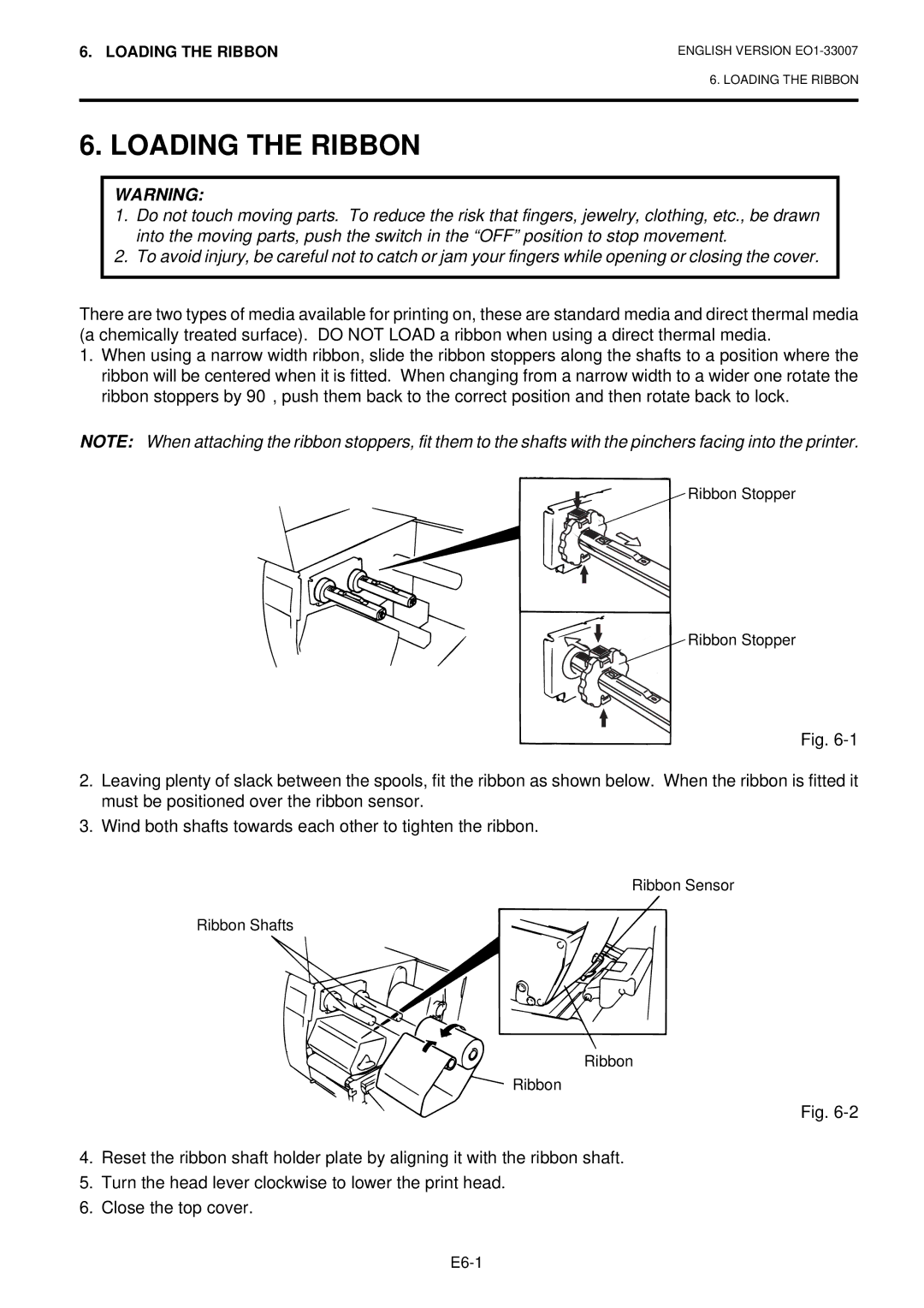 Toshiba B-480-QP owner manual Loading the Ribbon 