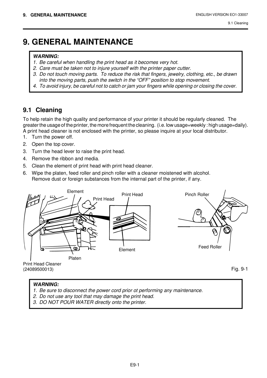 Toshiba B-480-QP owner manual General Maintenance, Cleaning 