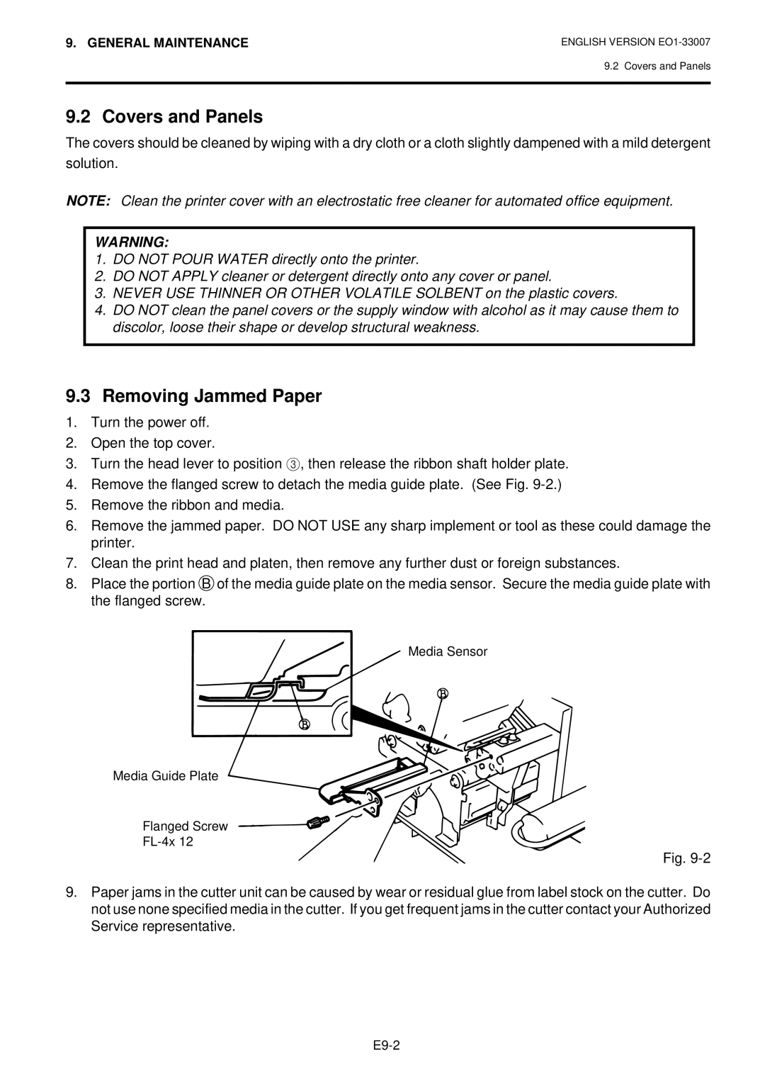 Toshiba B-480-QP owner manual Covers and Panels, Removing Jammed Paper 