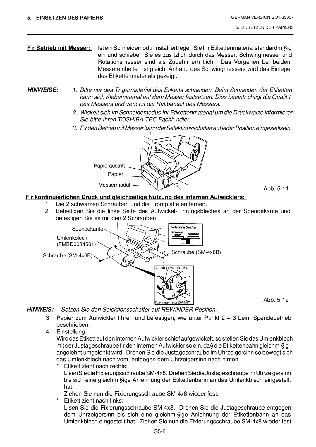 Toshiba B-480-QP owner manual Papieraustritt Messermodul 