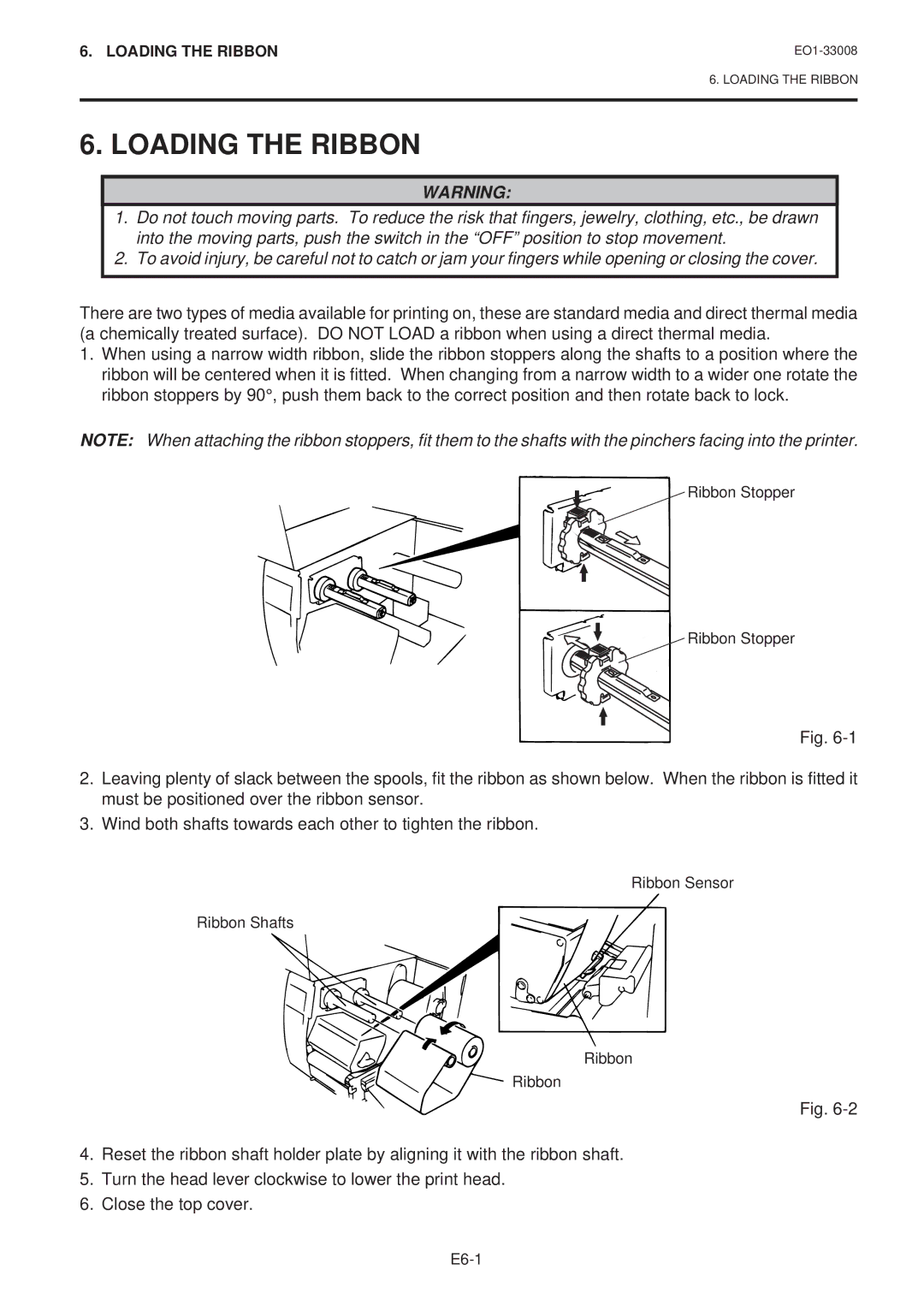 Toshiba B-480-QQ owner manual Loading the Ribbon 