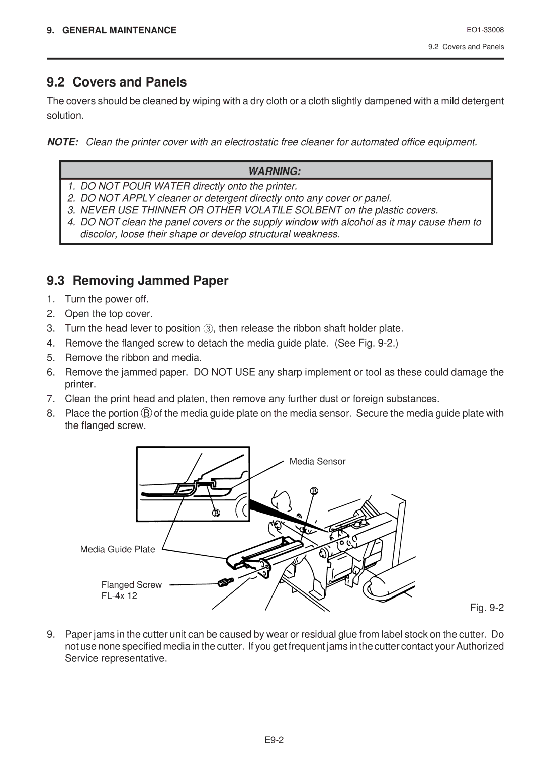 Toshiba B-480-QQ owner manual Covers and Panels, Removing Jammed Paper 