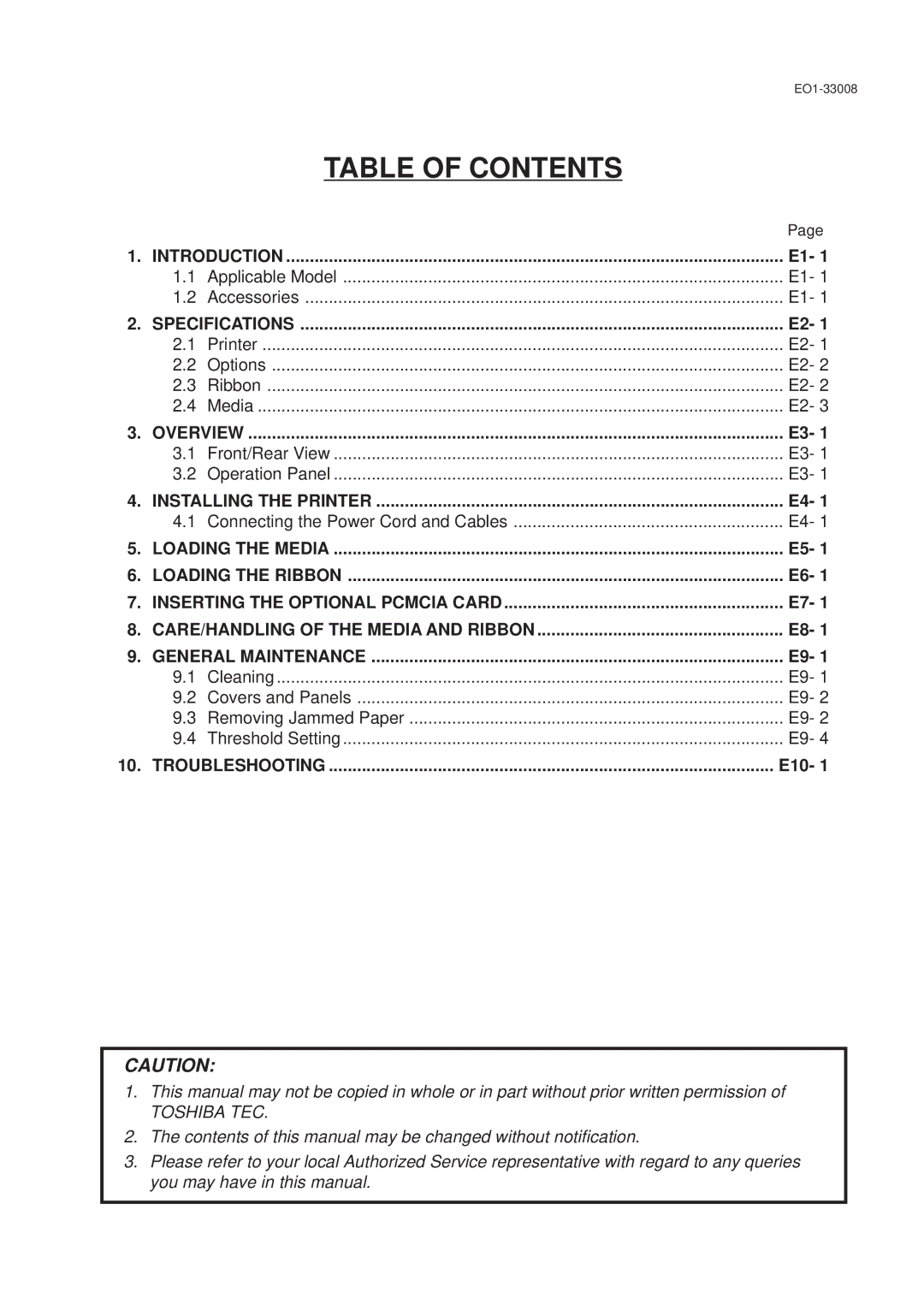 Toshiba B-480-QQ owner manual Table of Contents 