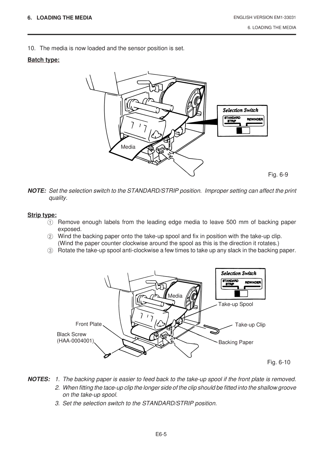 Toshiba B-570-QP Series owner manual Media is now loaded and the sensor position is set, Batch type, Strip type 