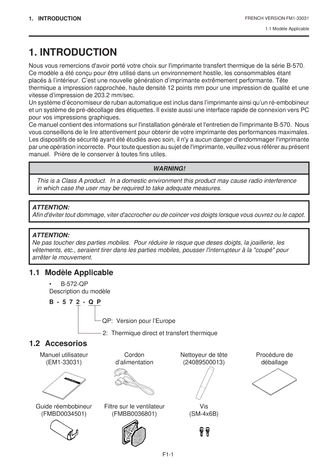 Toshiba B-570-QP Series owner manual Modèle Applicable, Accesorios, QP Description du modèle 