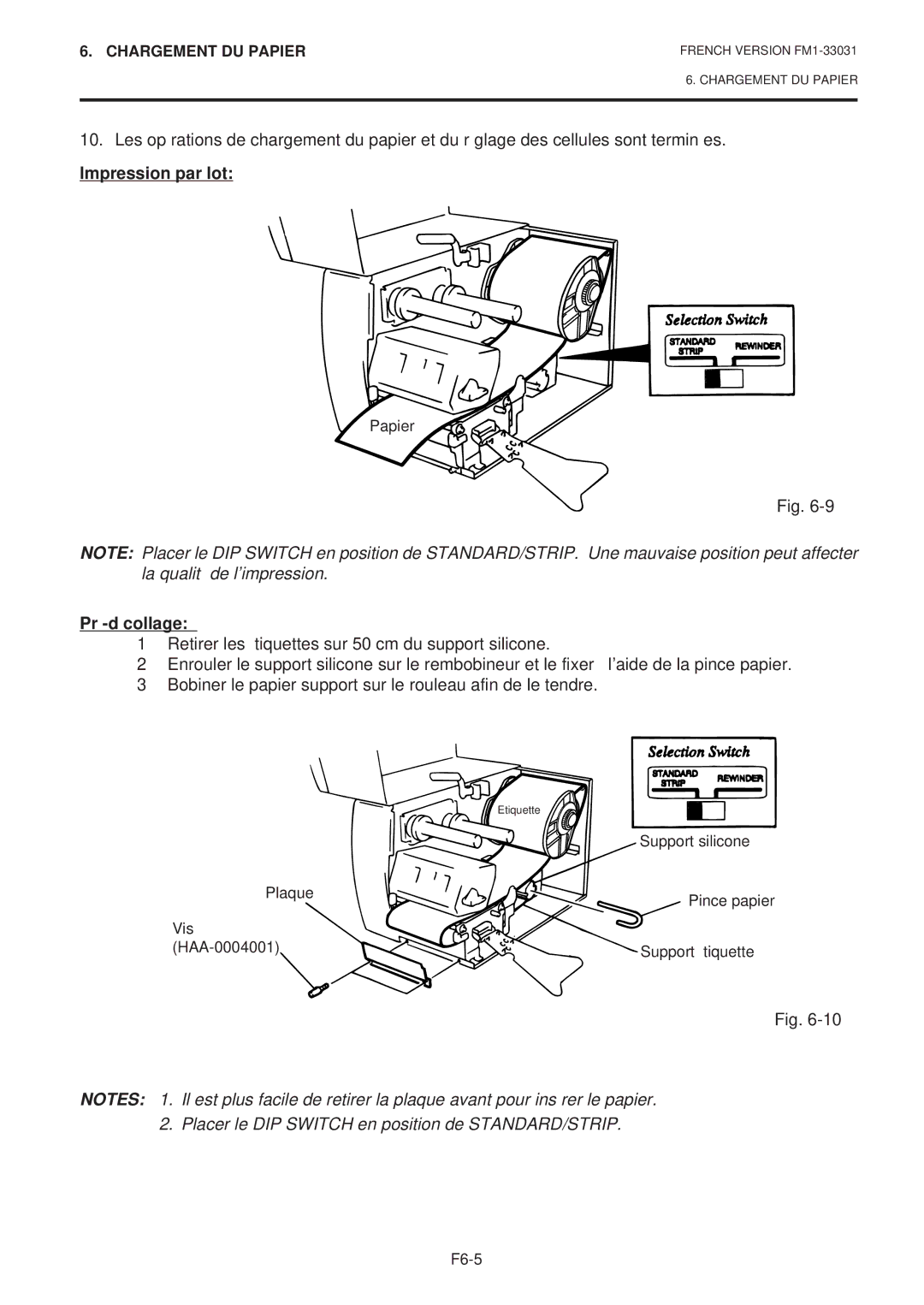 Toshiba B-570-QP Series owner manual Impression par lot, Pré-décollage 