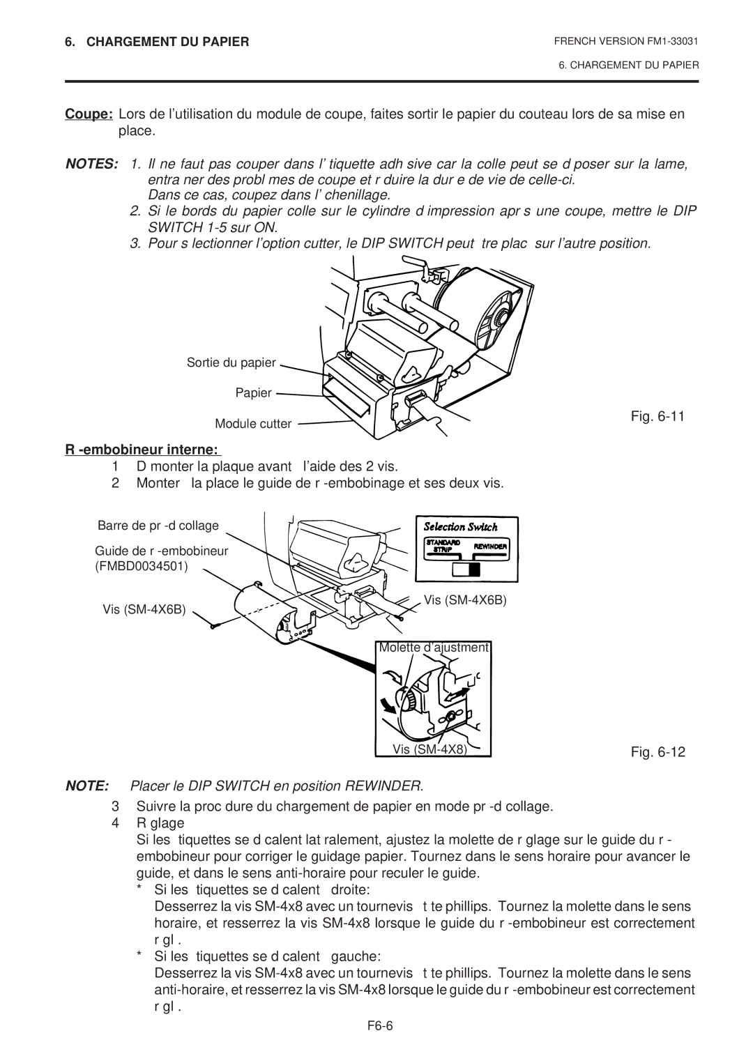 Toshiba B-570-QP Series owner manual Ré-embobineur interne 