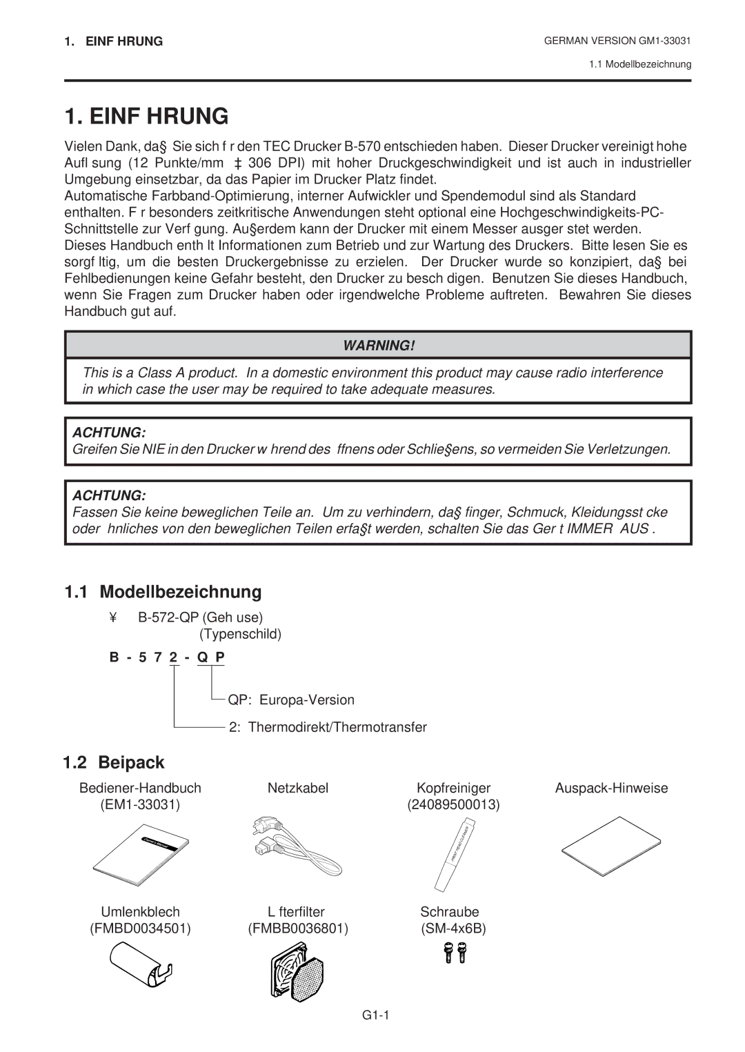 Toshiba B-570-QP Series owner manual Einführung, Modellbezeichnung, Beipack, QP Gehäuse Typenschild 