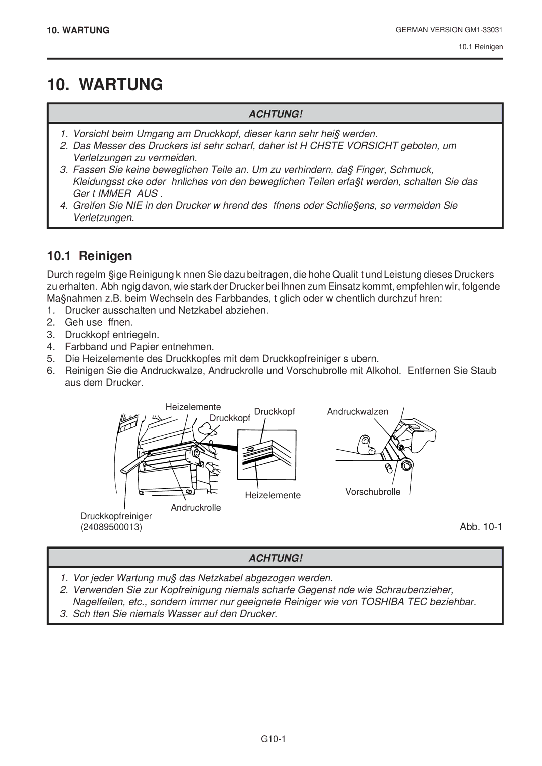 Toshiba B-570-QP Series owner manual Wartung, Reinigen 