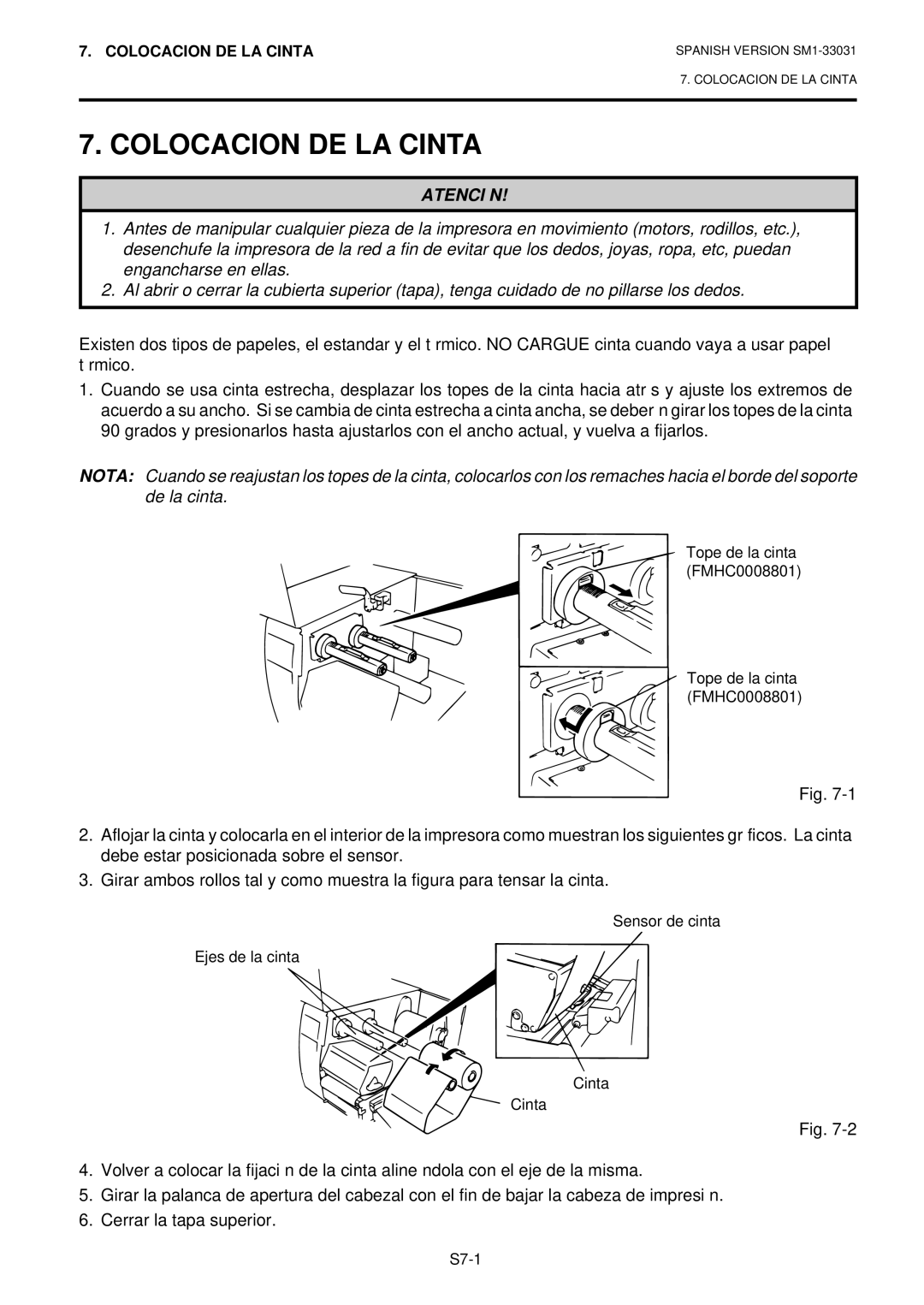 Toshiba B-570-QP Series owner manual Colocacion DE LA Cinta 