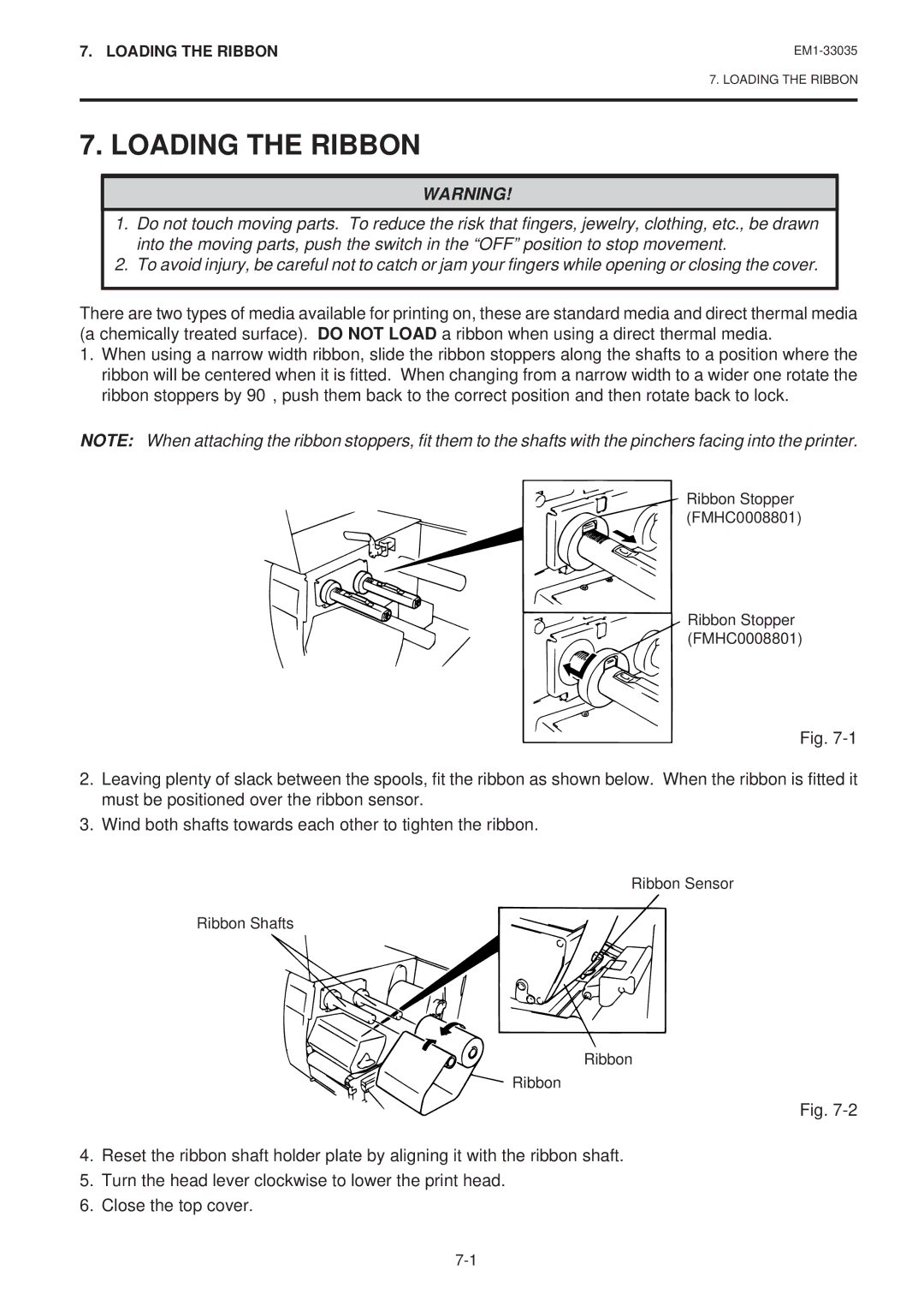 Toshiba B-570-QQ owner manual Loading the Ribbon 