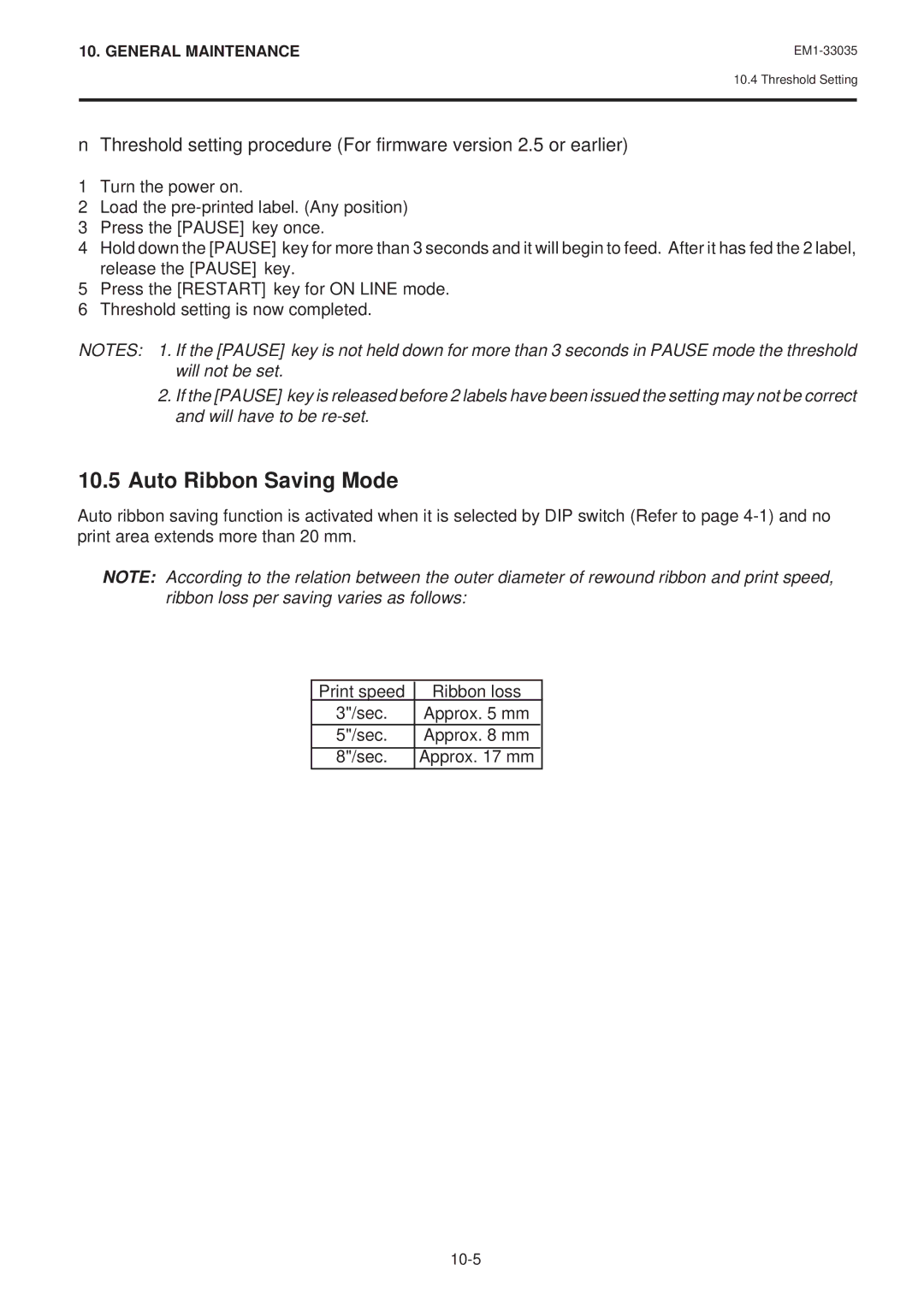 Toshiba B-570-QQ owner manual Auto Ribbon Saving Mode 