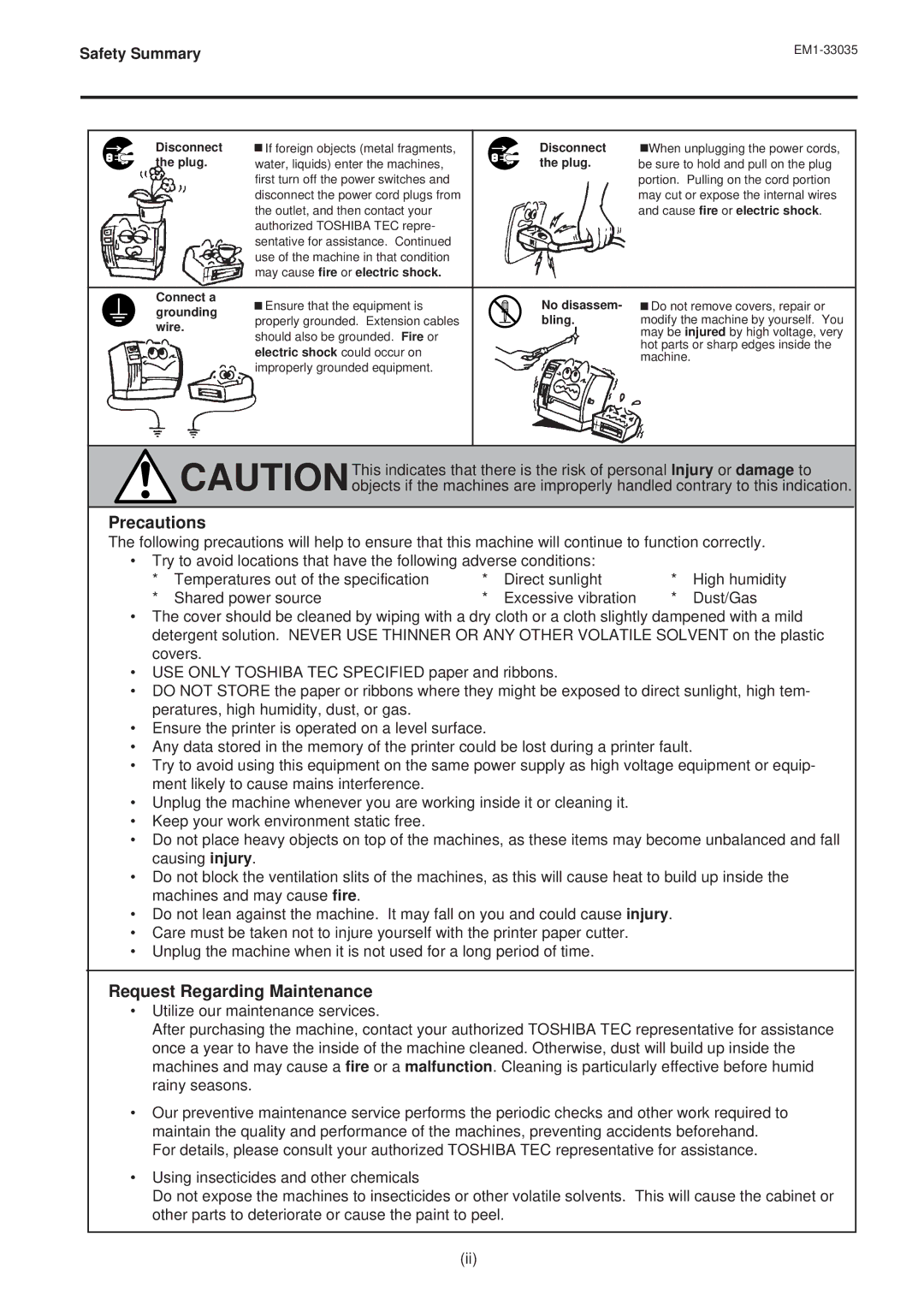 Toshiba B-570-QQ owner manual Precautions, Request Regarding Maintenance 