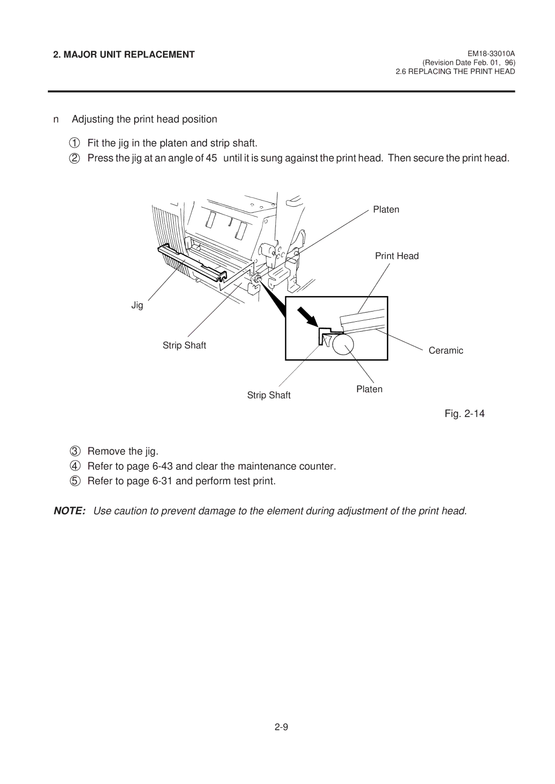 Toshiba B-570 manual Adjusting the print head position 