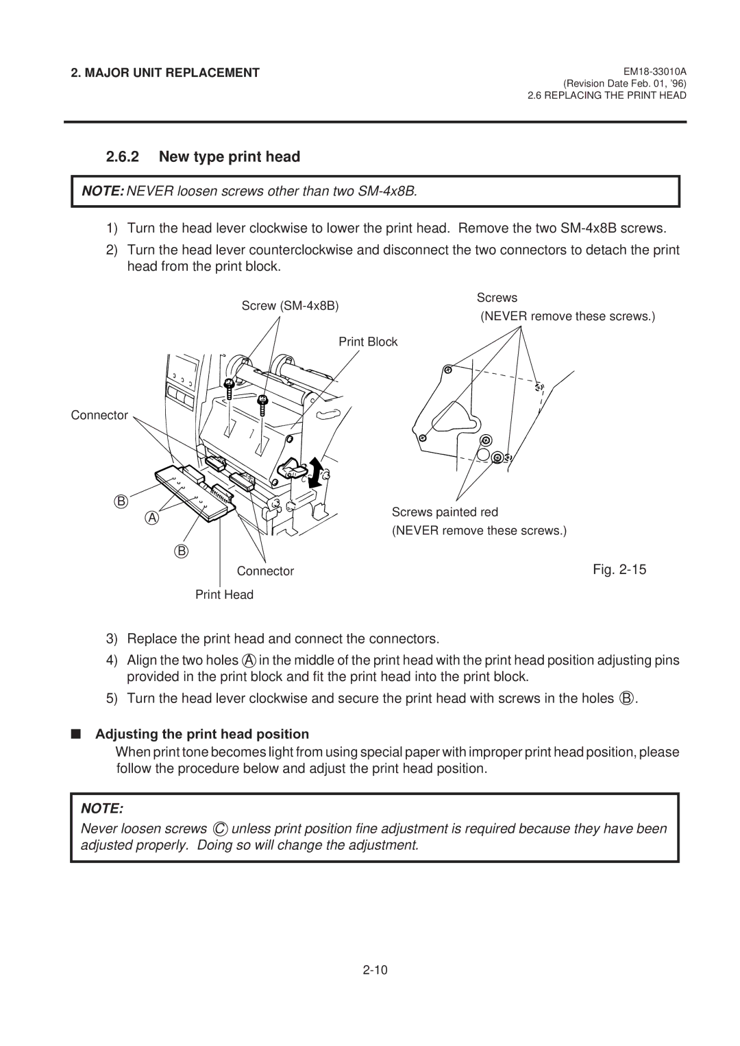 Toshiba B-570 manual New type print head 