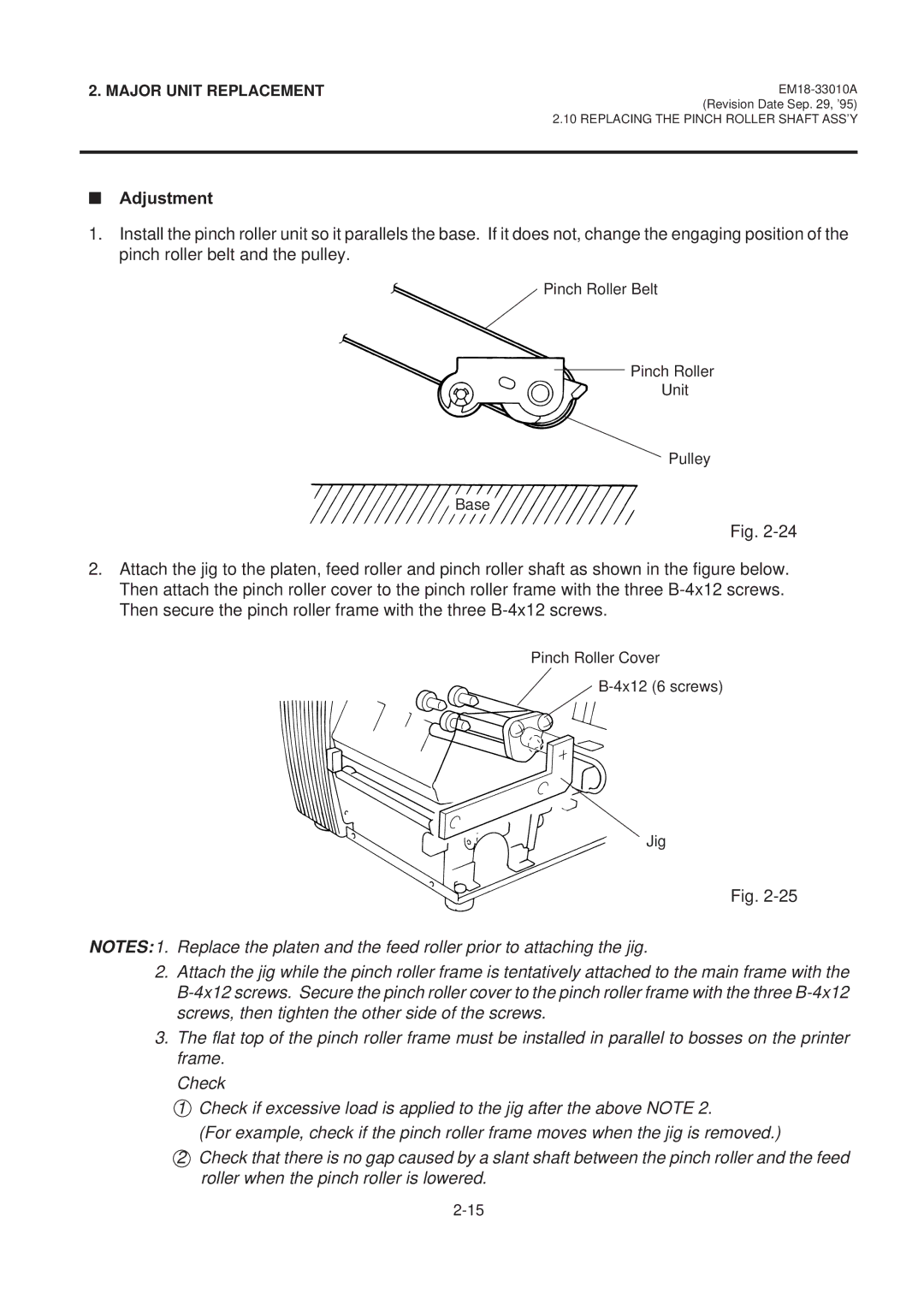 Toshiba B-570 manual Adjustment 