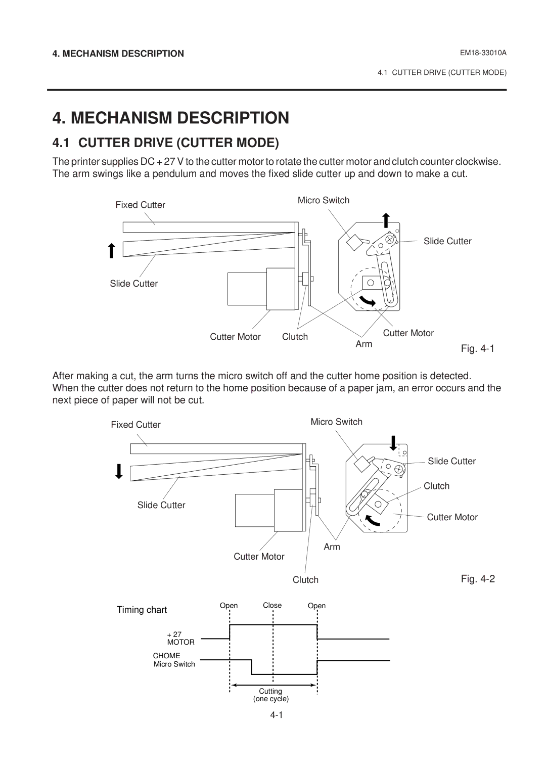 Toshiba B-570 manual Mechanism Description, Cutter Drive Cutter Mode 