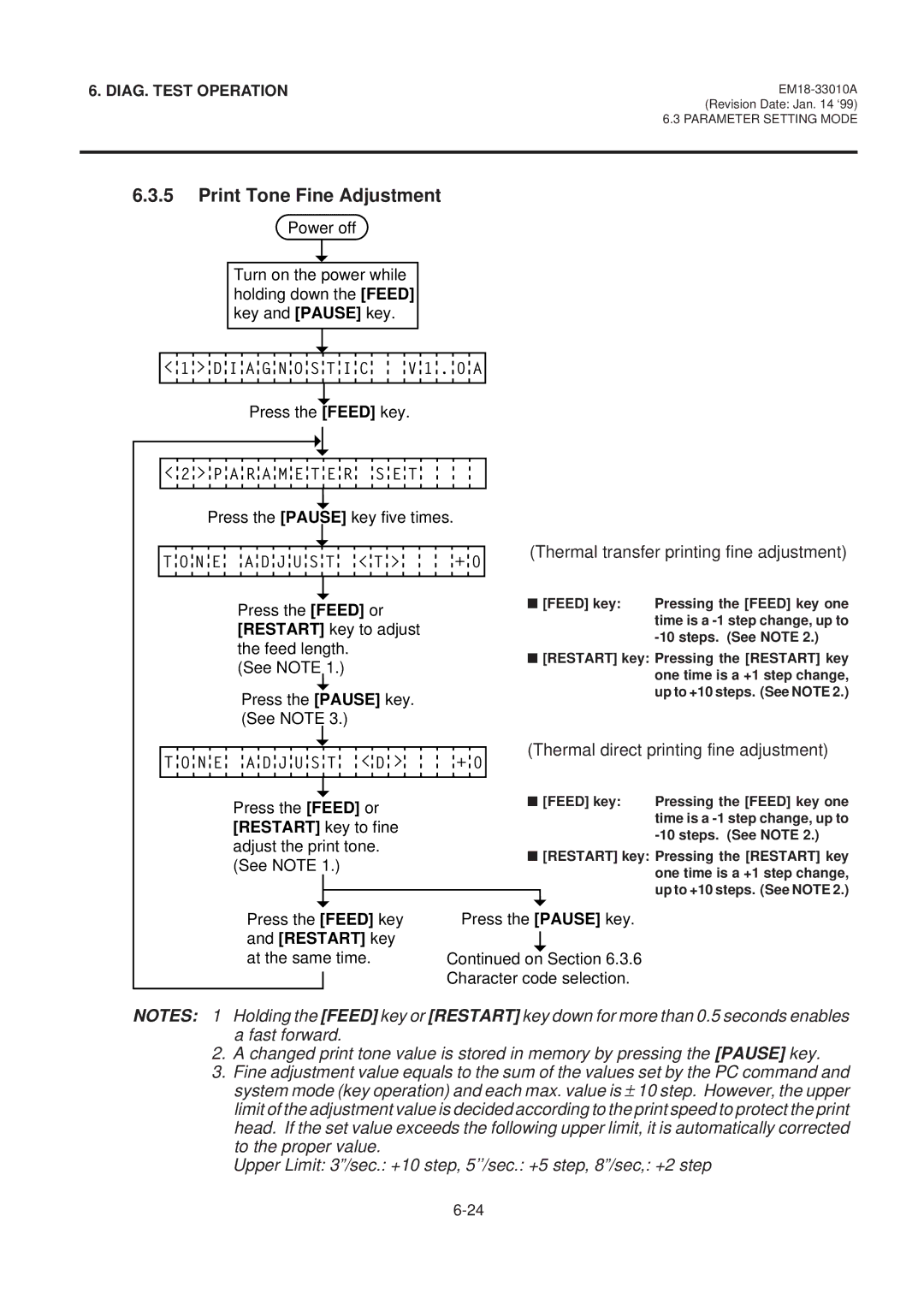 Toshiba B-570 manual Print Tone Fine Adjustment, Thermal transfer printing fine adjustment 