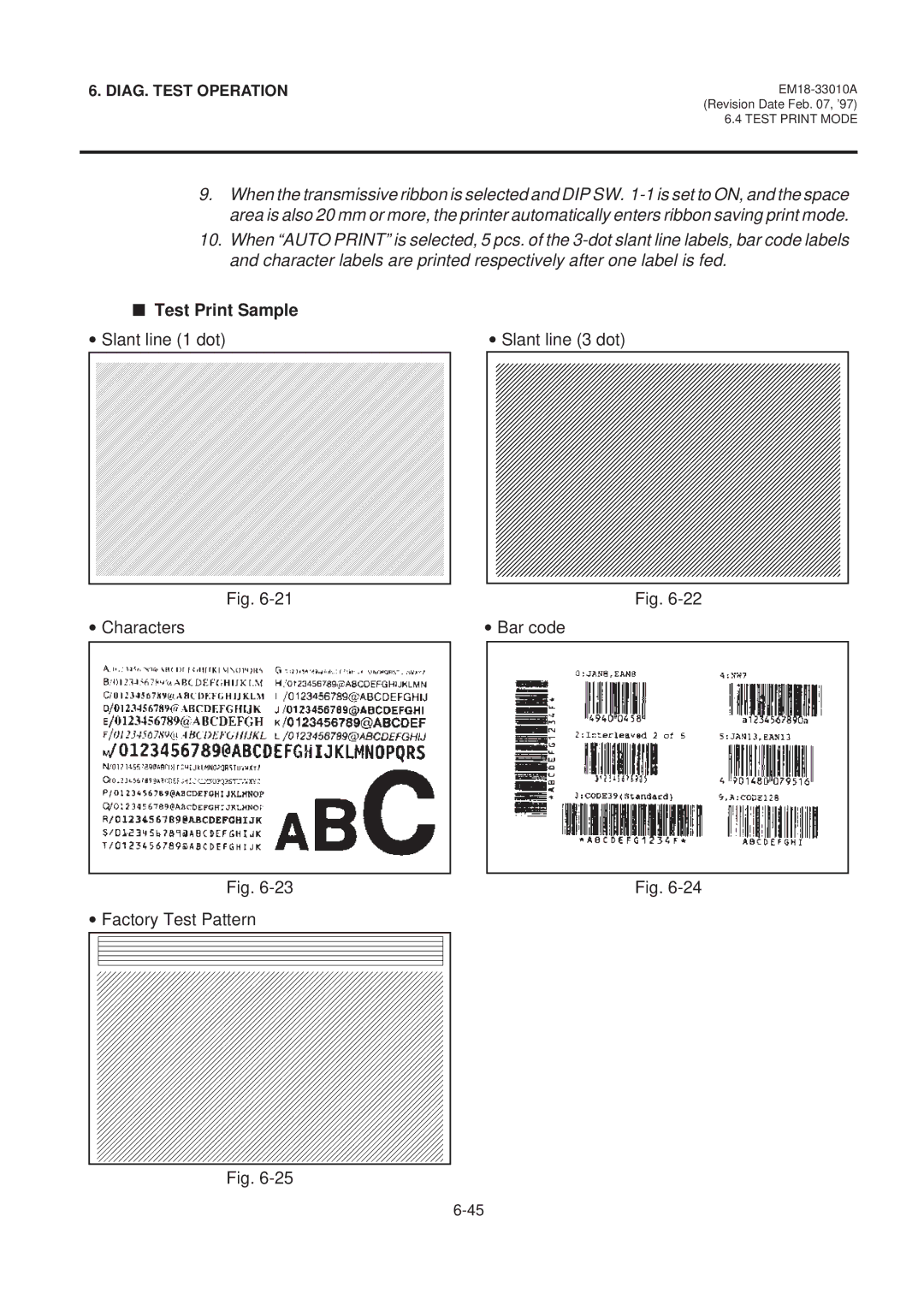 Toshiba B-570 manual Test Print Sample 