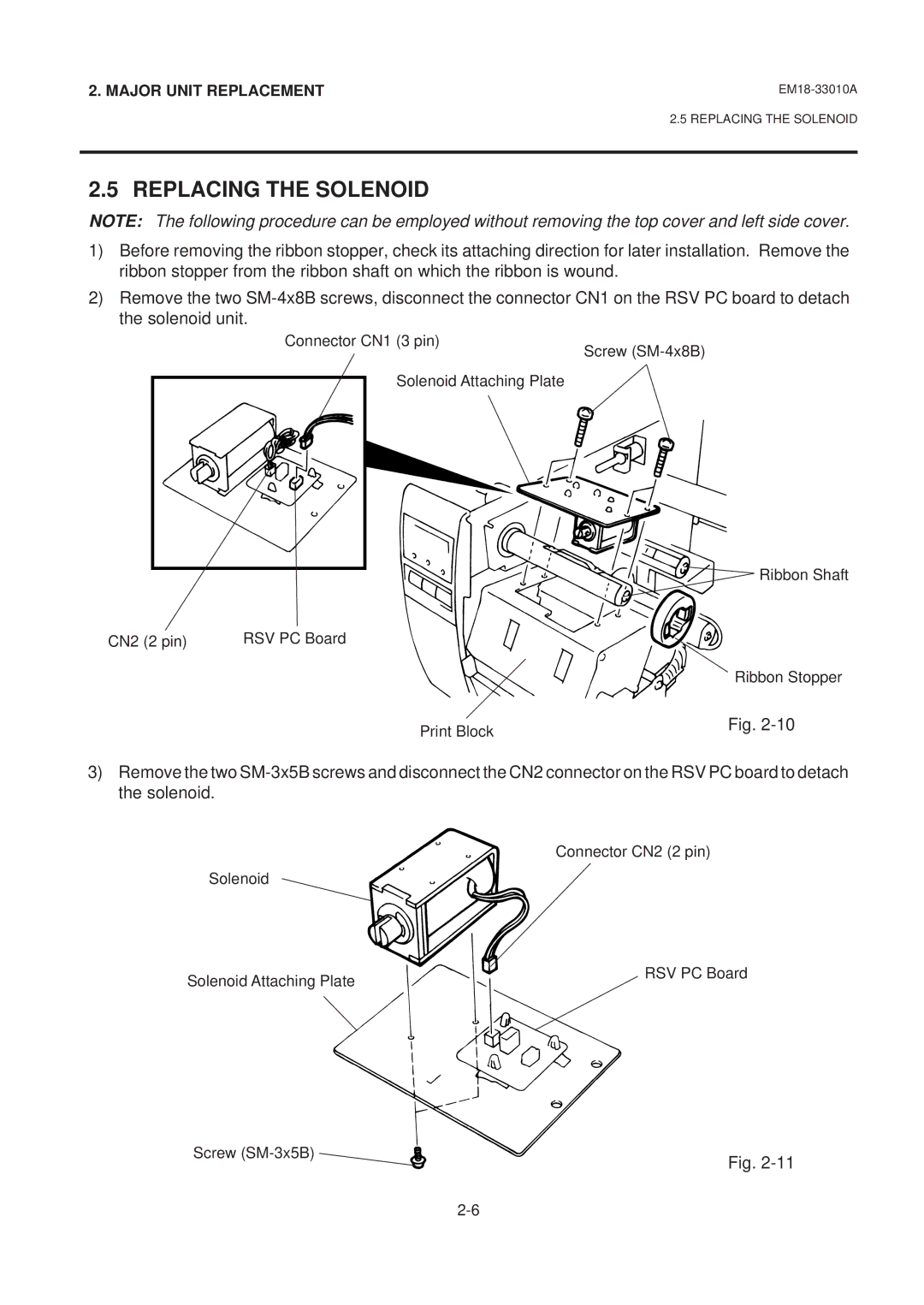 Toshiba B-570 manual Replacing the Solenoid 