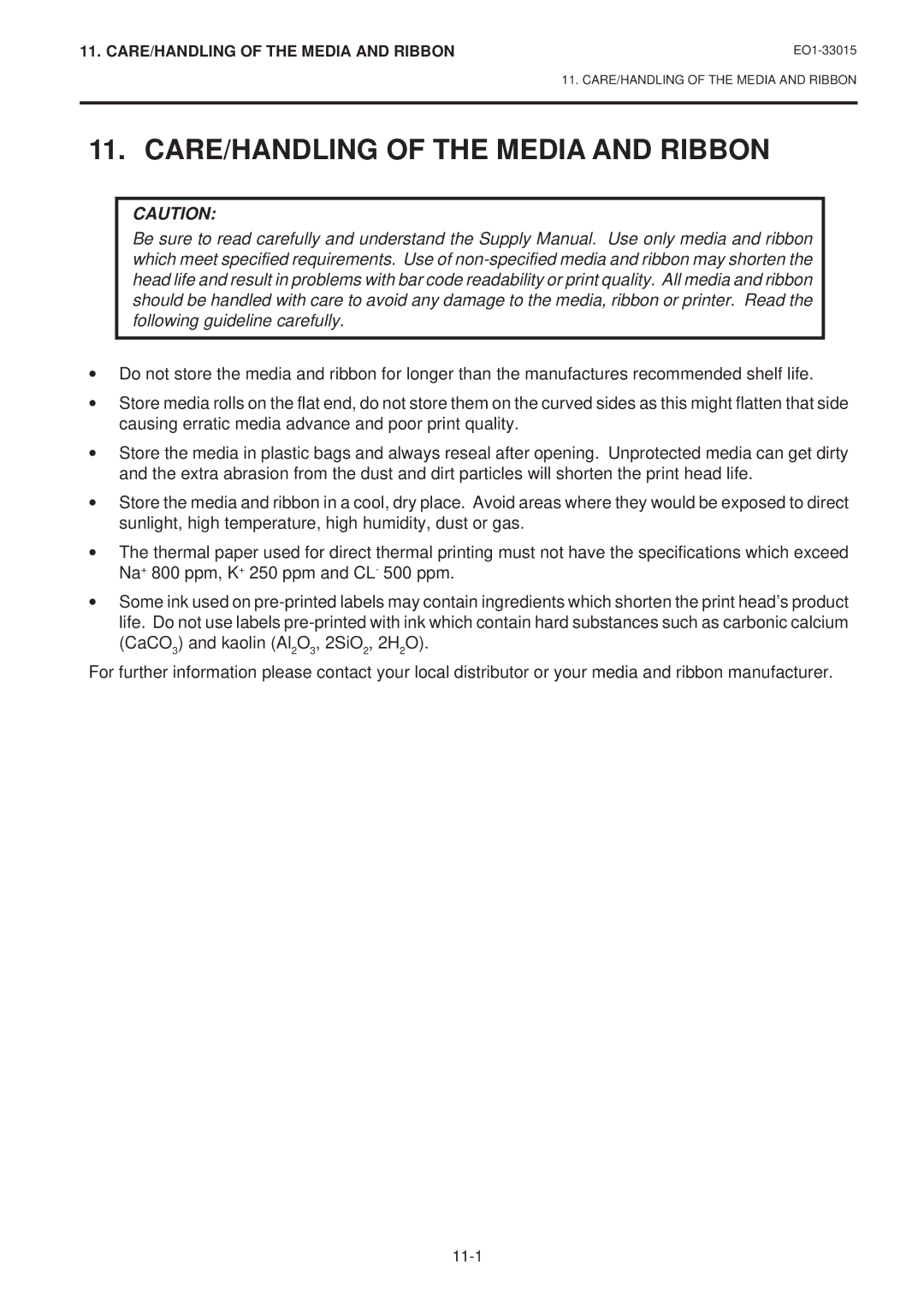 Toshiba B-680-QQ, B-670-QQ owner manual CARE/HANDLING of the Media and Ribbon 