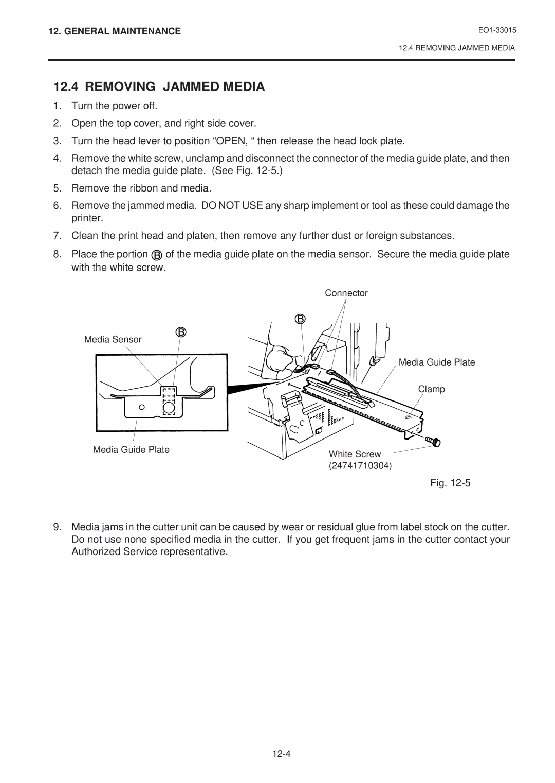 Toshiba B-680-QQ, B-670-QQ owner manual Removing Jammed Media 