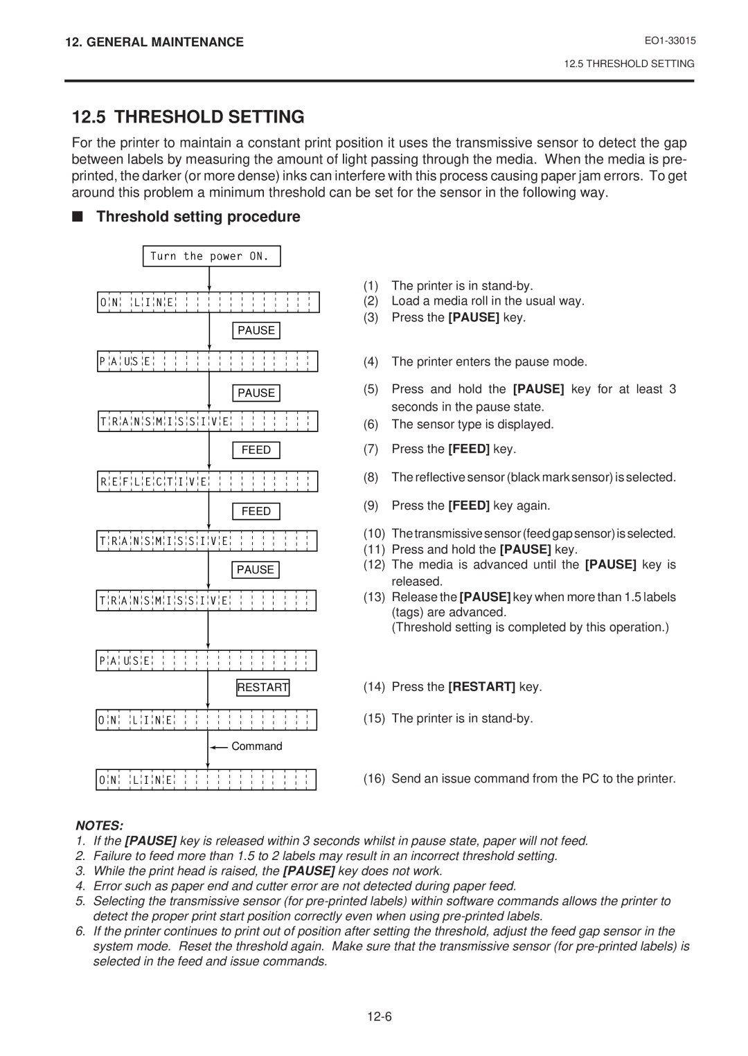 Toshiba B-680-QQ, B-670-QQ owner manual Threshold Setting, Threshold setting procedure 