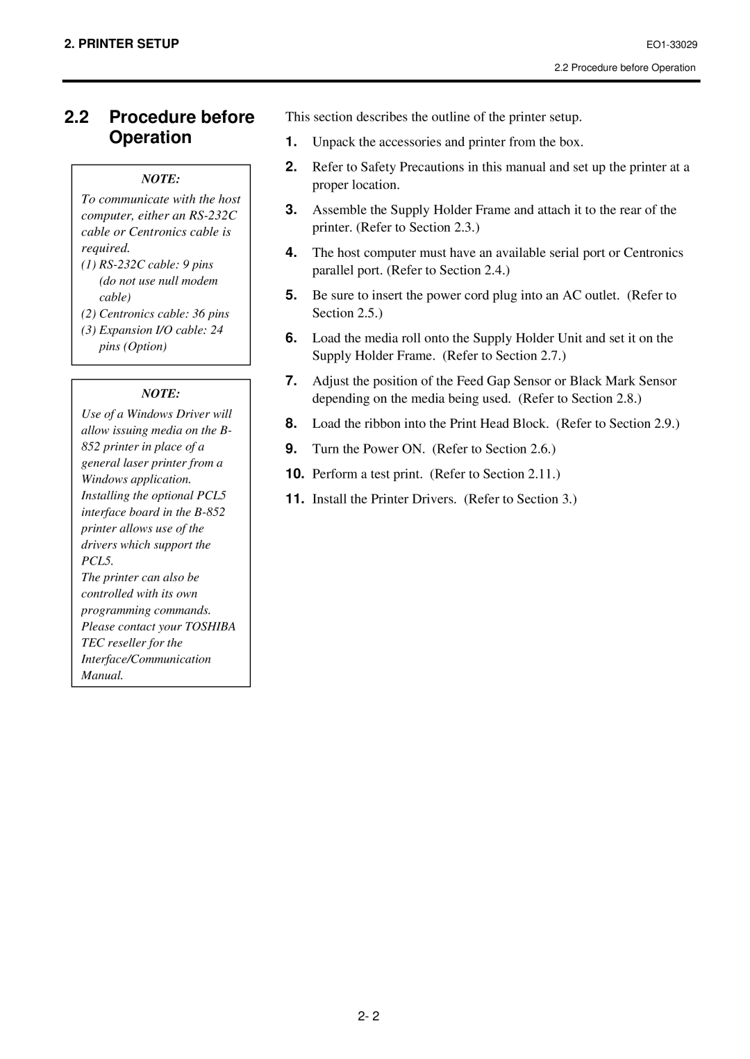 Toshiba B-850 owner manual Procedure before Operation 