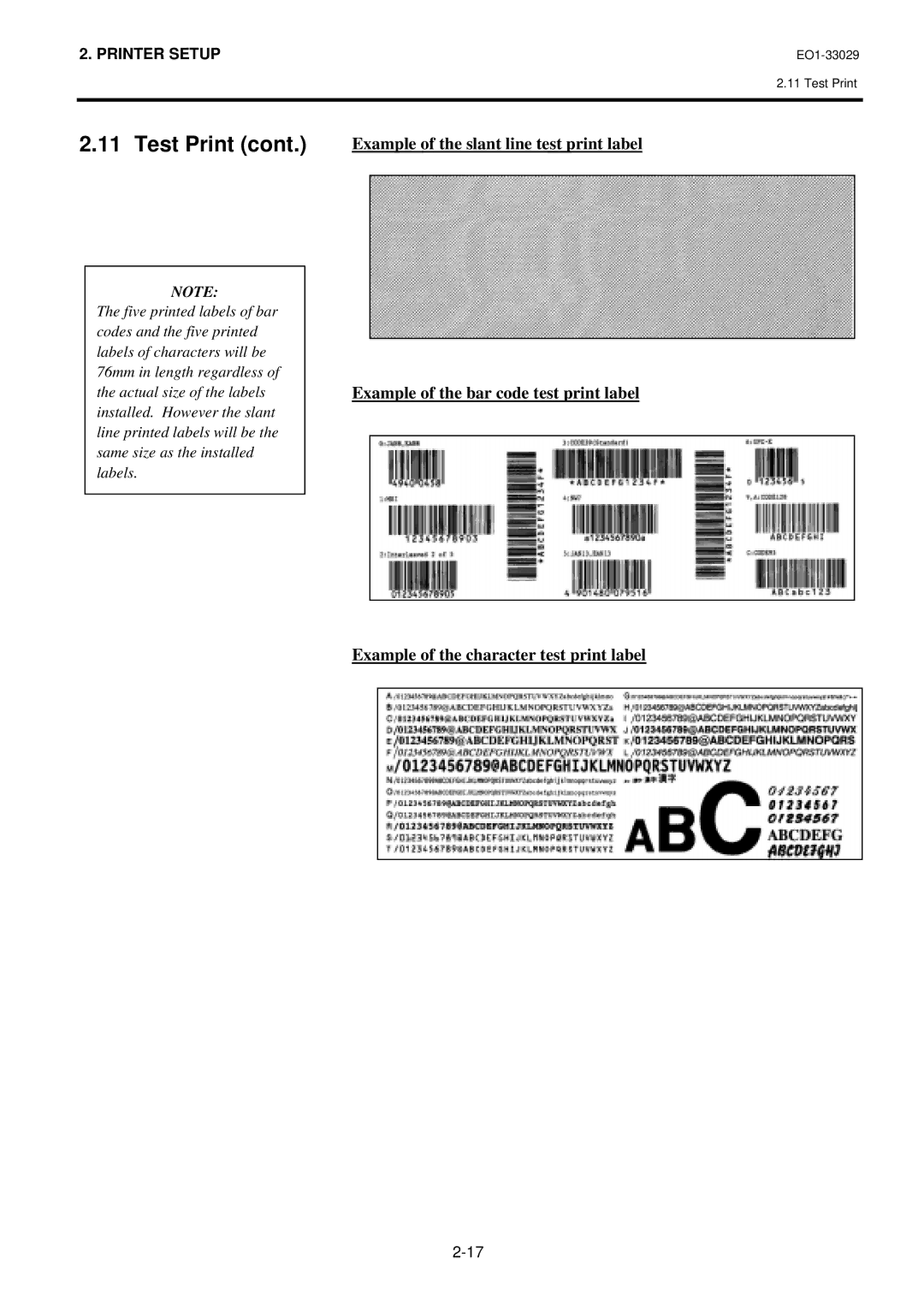 Toshiba B-850 owner manual Test Print 