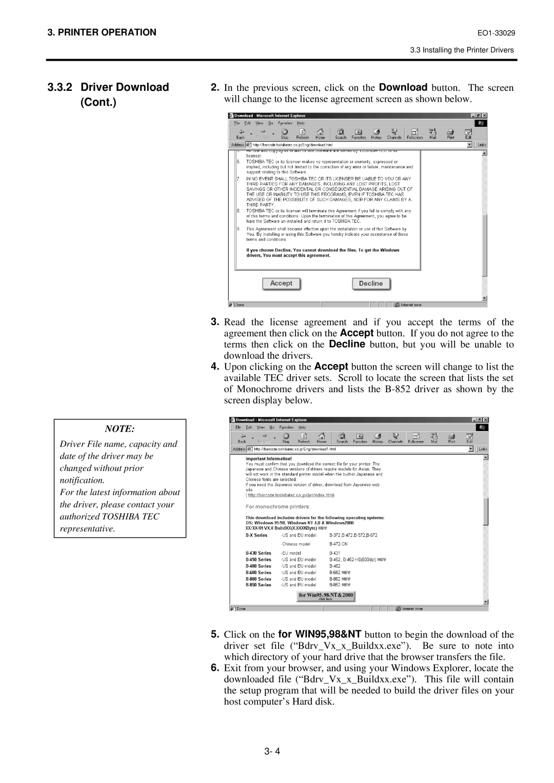 Toshiba B-850 owner manual EO1-33029 Installing the Printer Drivers 