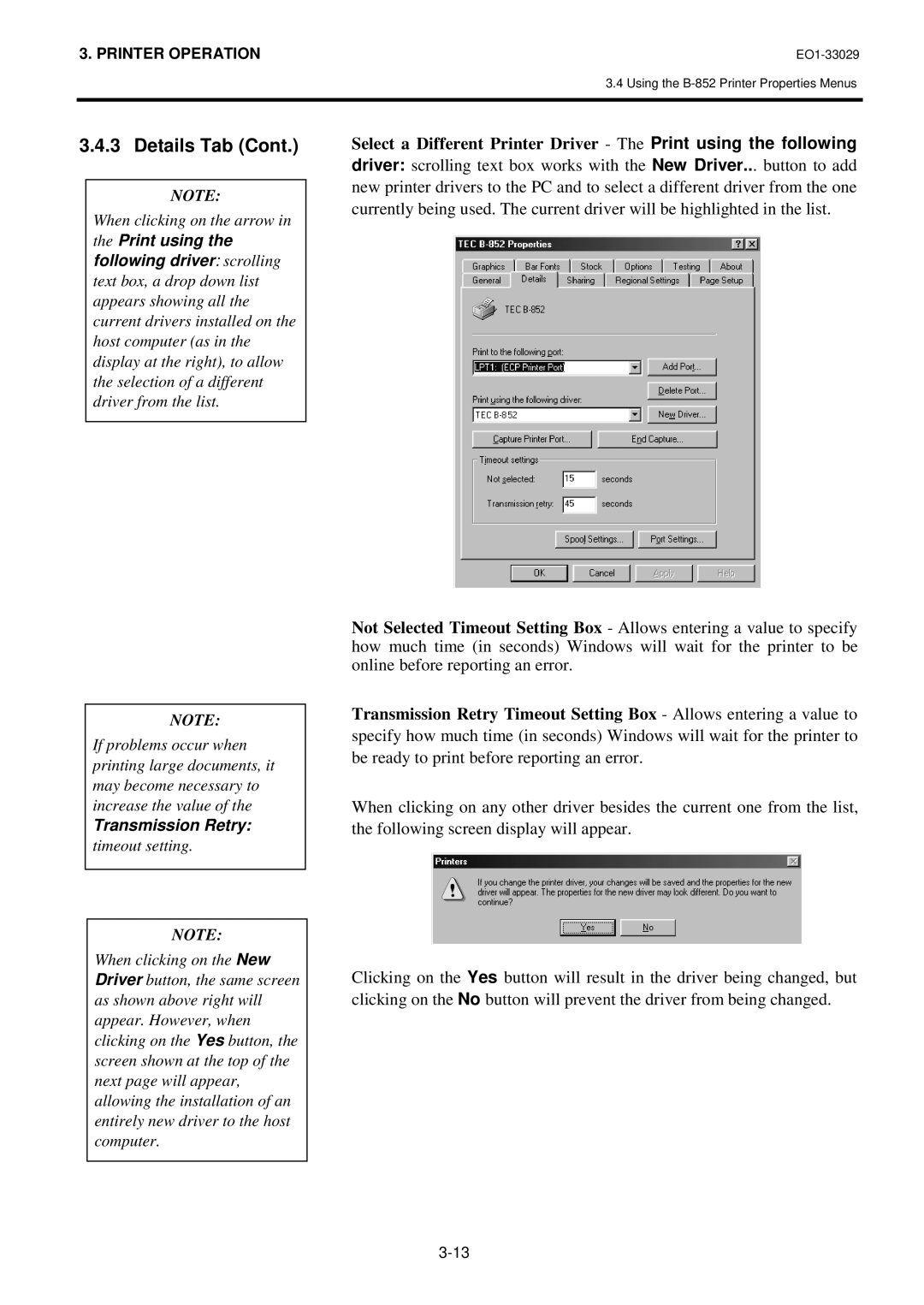 Toshiba B-850 owner manual Transmission Retry 