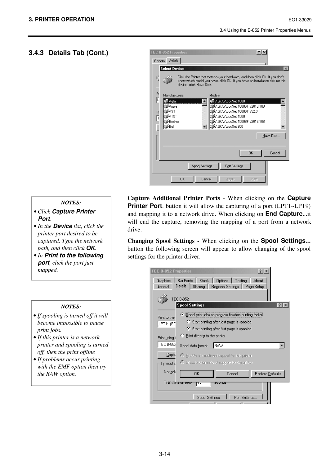 Toshiba B-850 owner manual ∙ In Print to the following port, click the port just mapped 